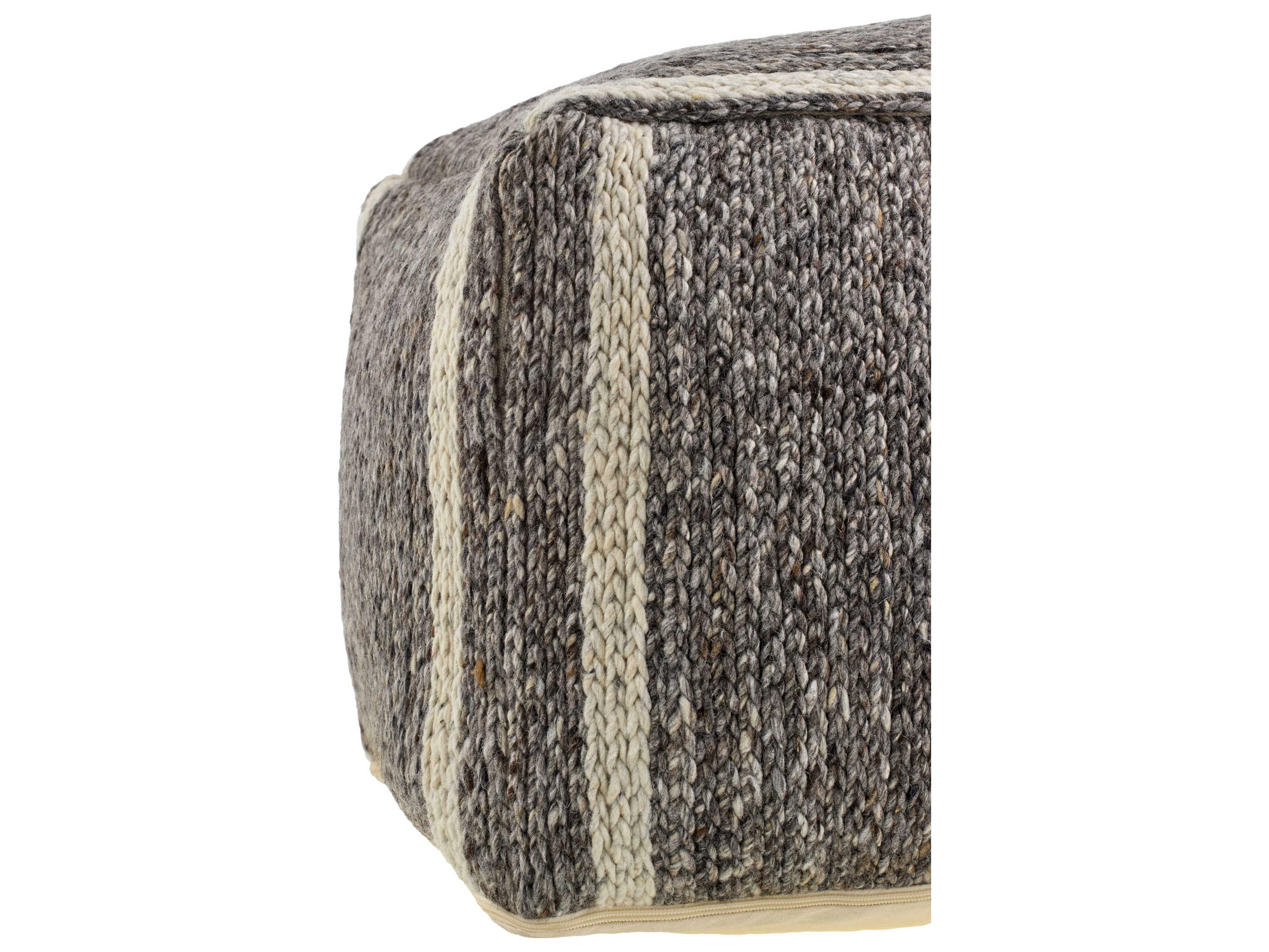 Surya Derby Brown Upholstered Pouf