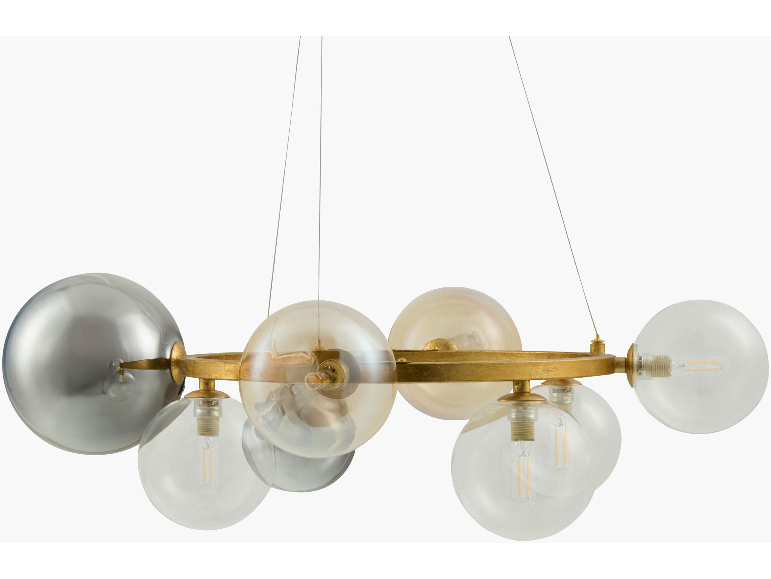 Surya Dreux 8-Light Gold Clear Globe Chandelier