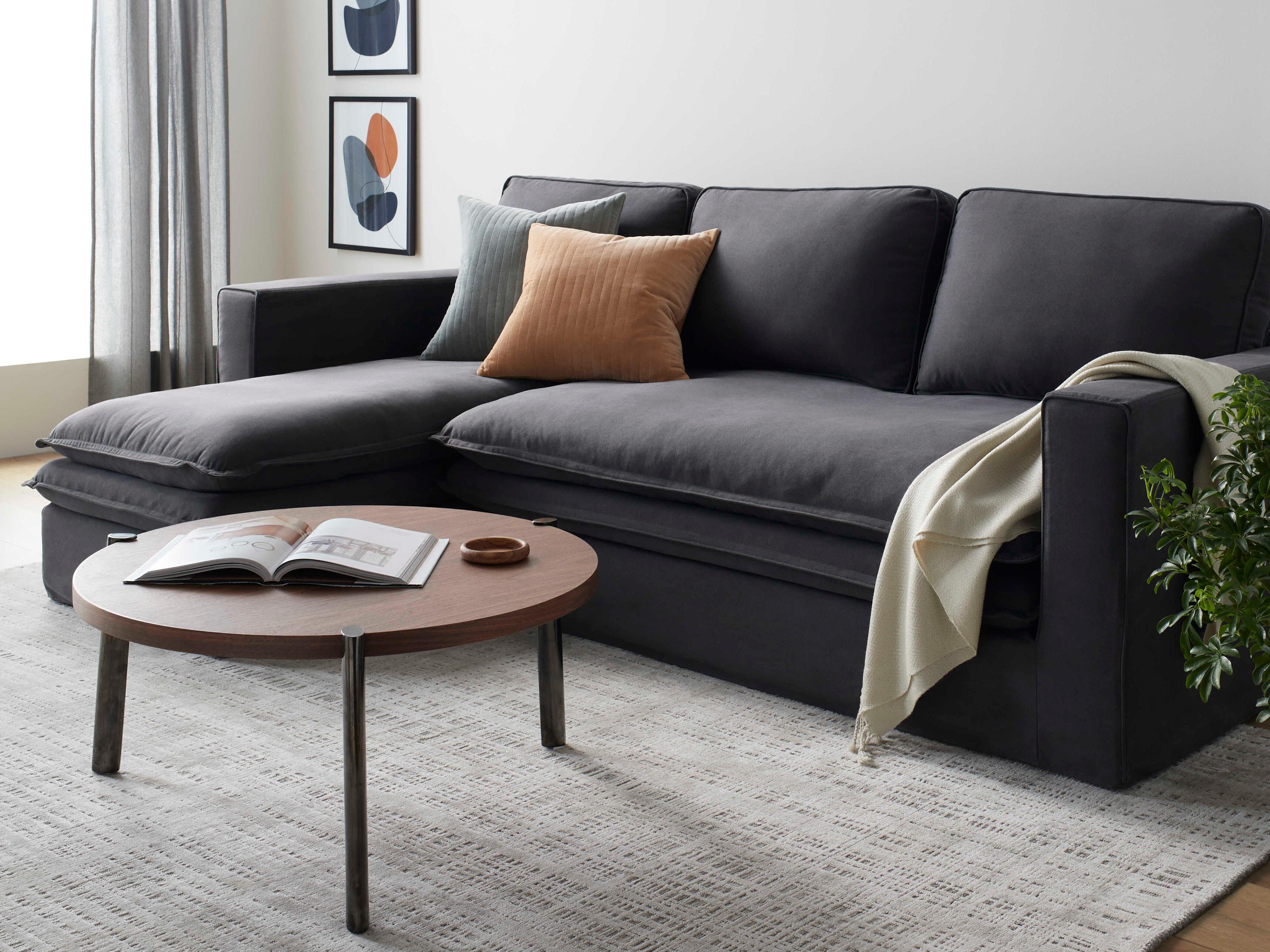 Surya Davis Gray Upholstered Sectional Sofa