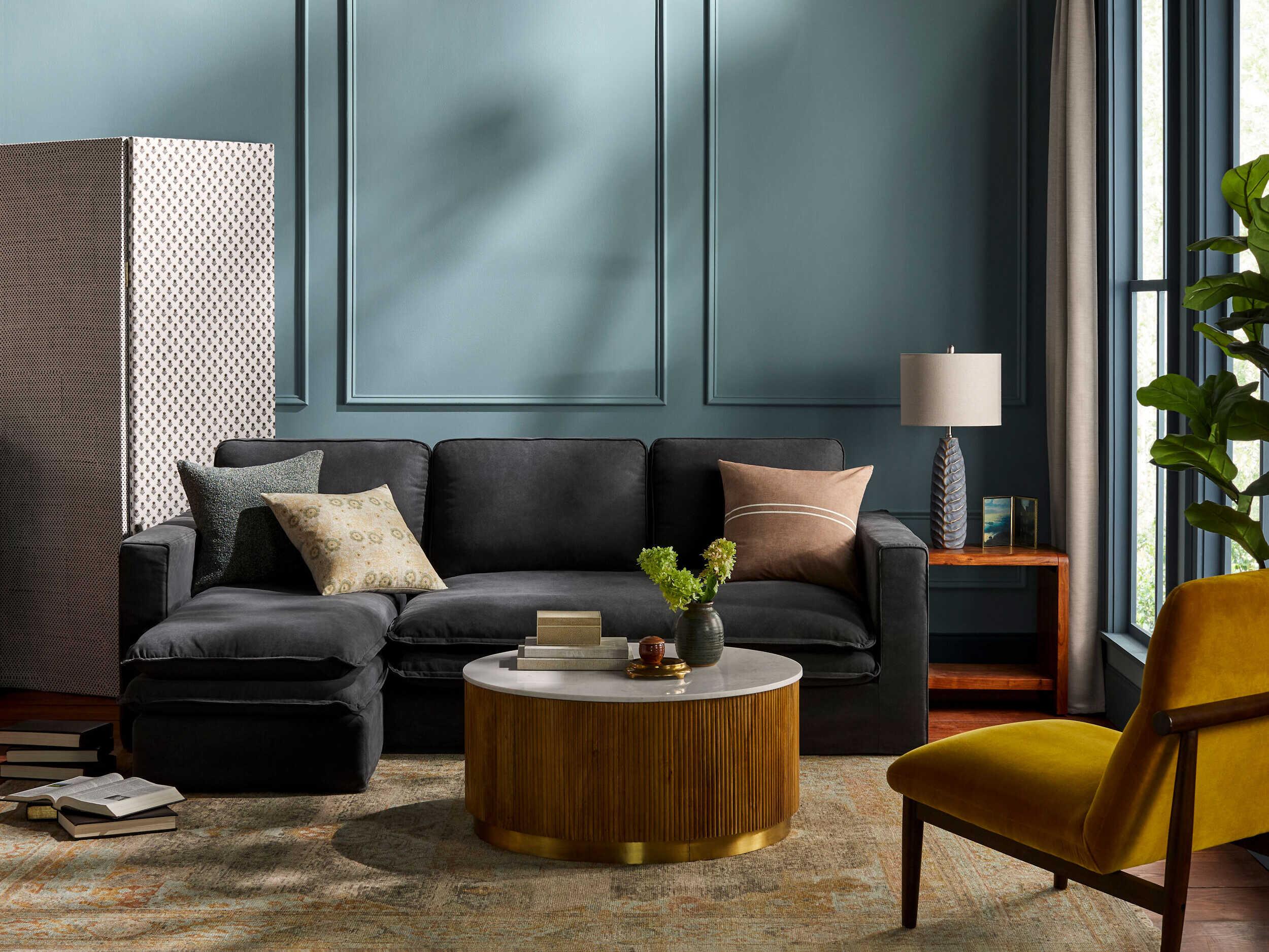 Surya Davis Gray Upholstered Sectional Sofa