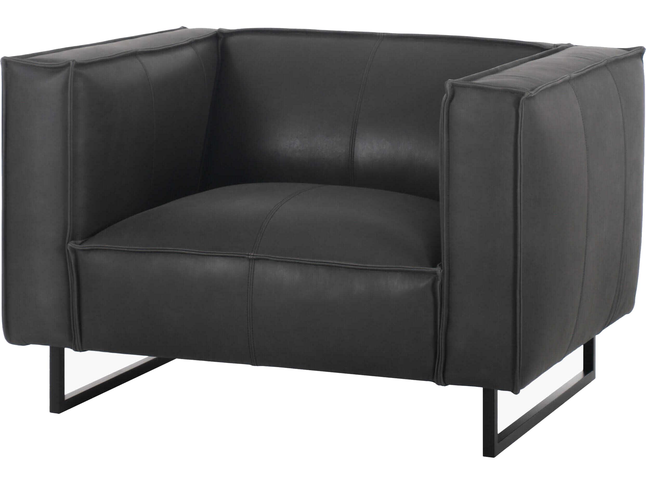 Surya Dylan Black Leather Accent Chair