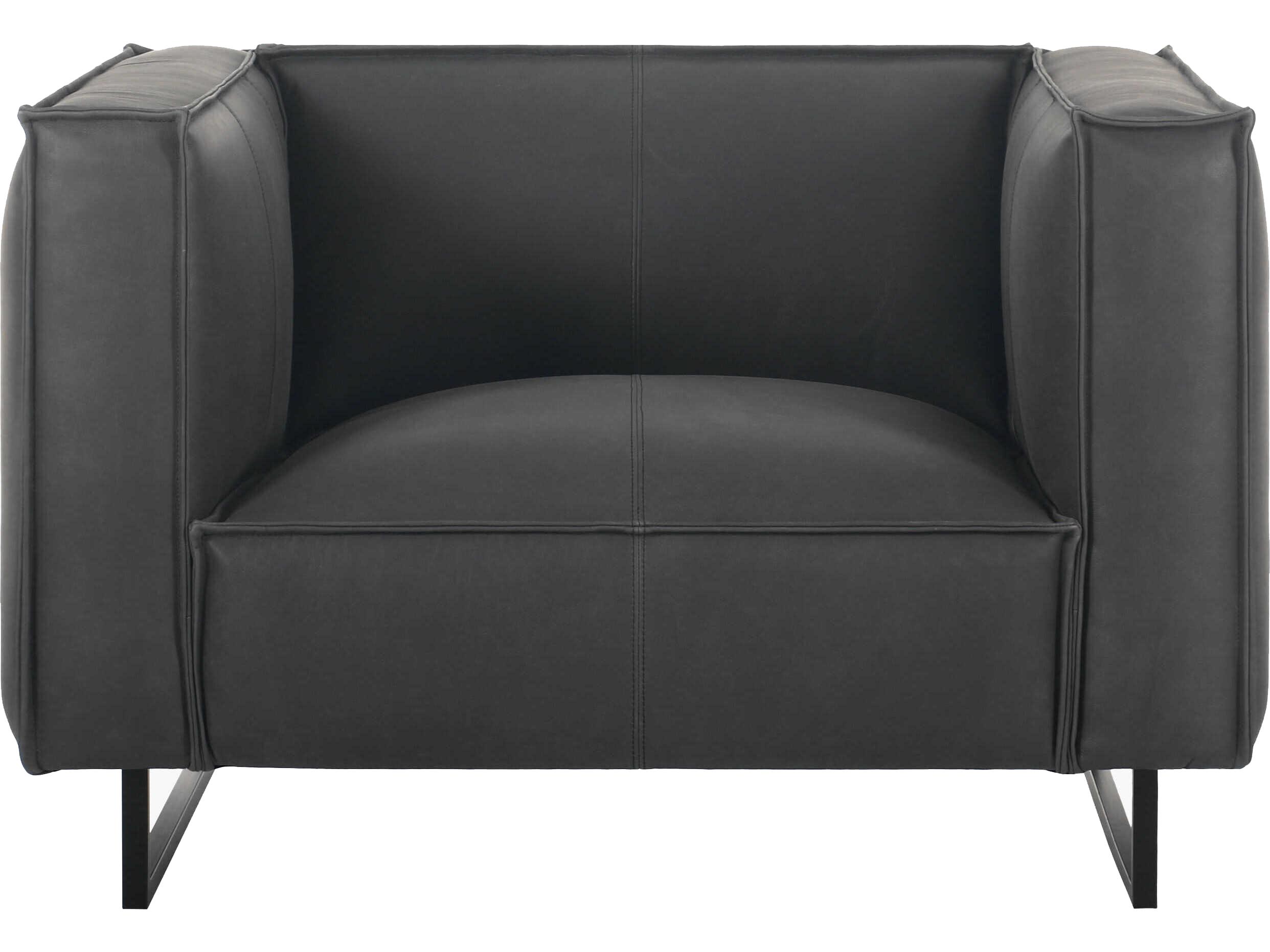 Surya Dylan Black Leather Accent Chair