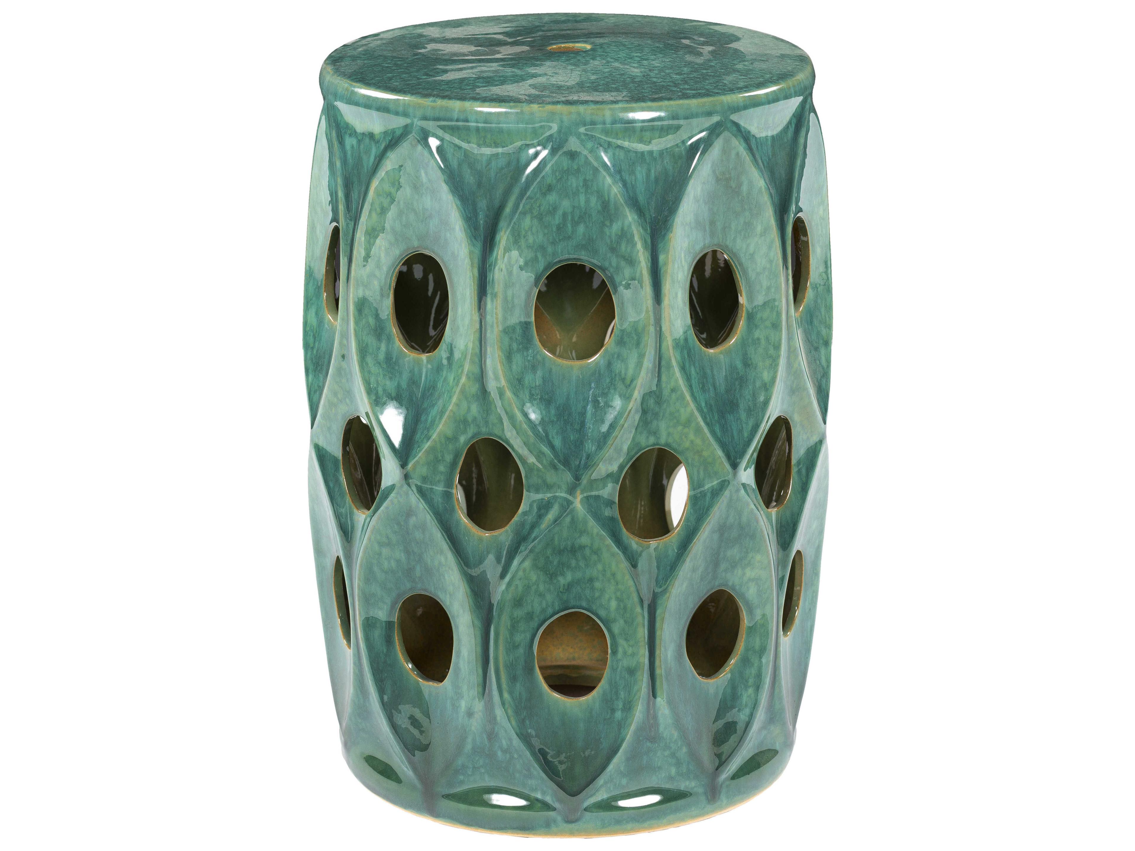 Surya Erika Green Accent Stool
