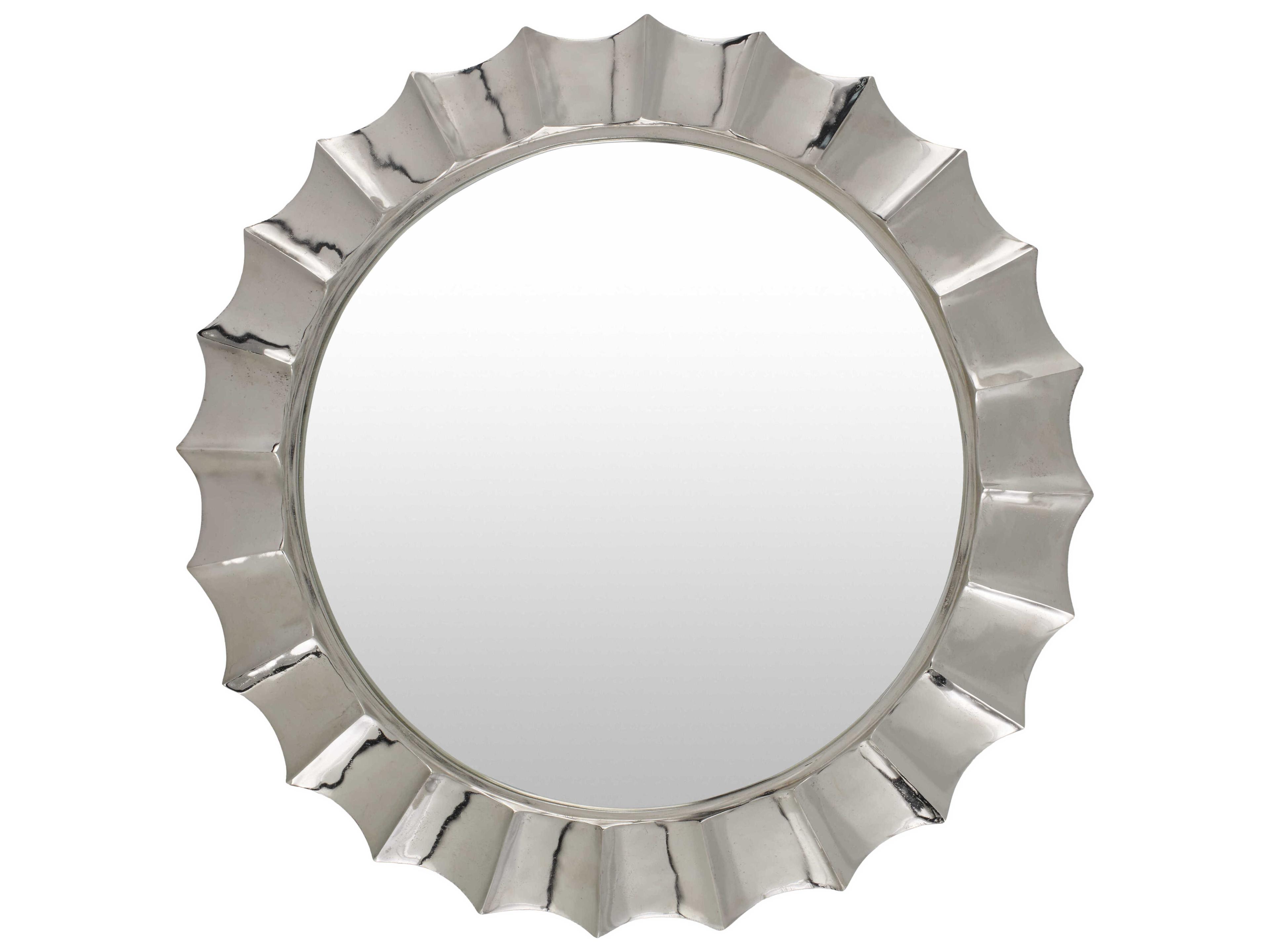 Surya Tejasvi Metallic Nickel Round Wall Mirror