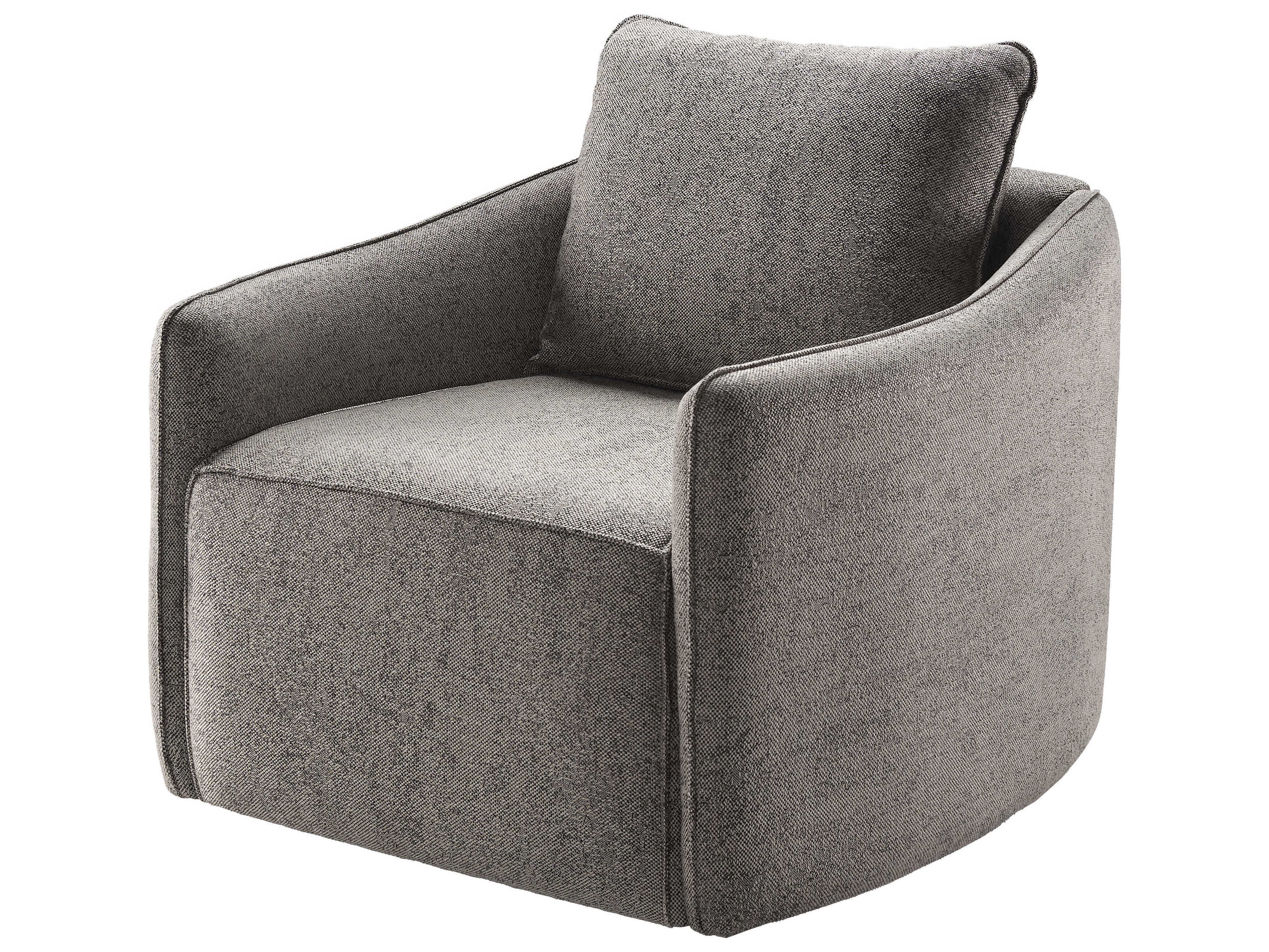 Surya Kelli Swivel Gray Fabric Accent Chair