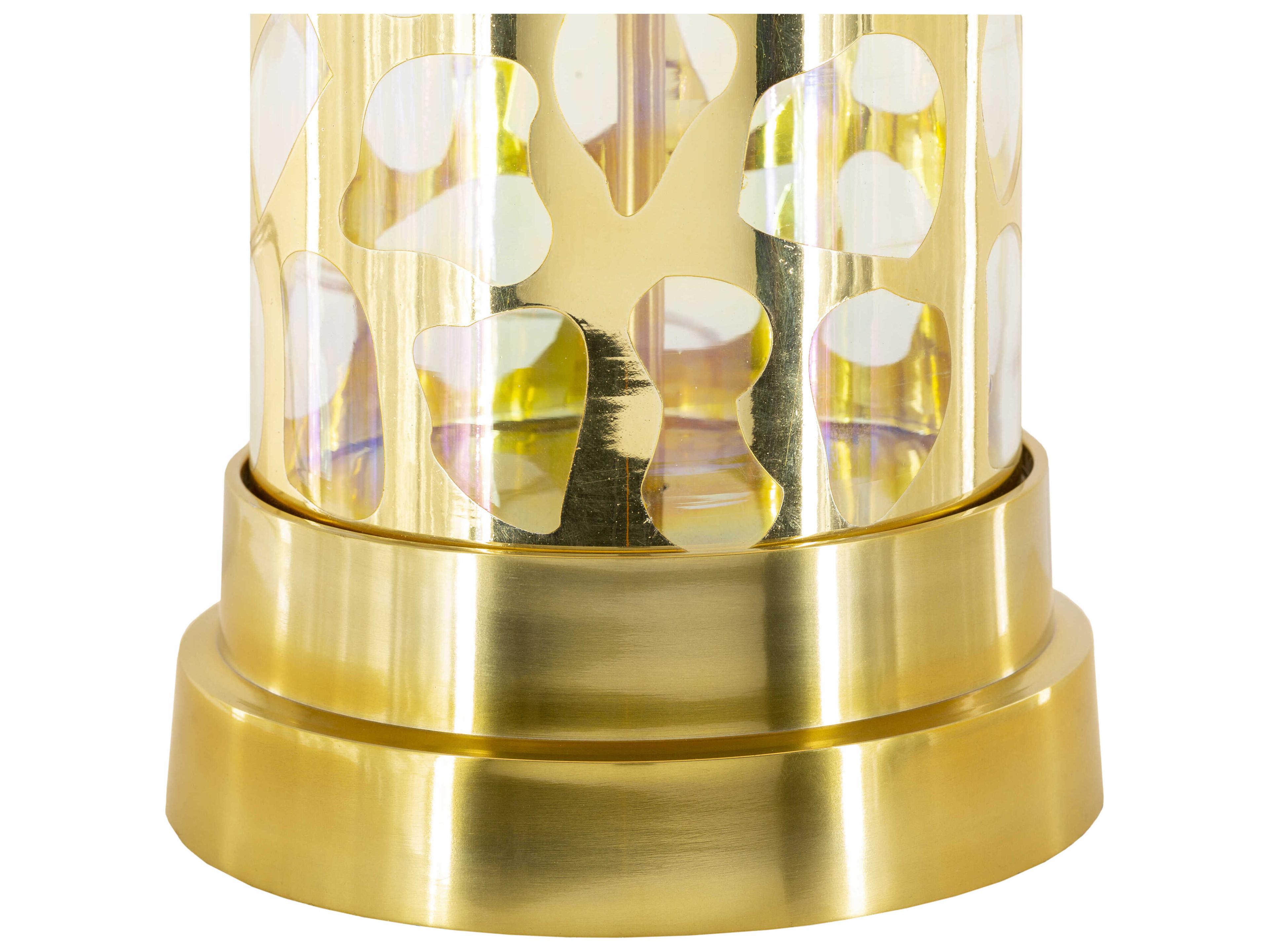 Surya Ellerman Gold White Linen Buffet Lamp