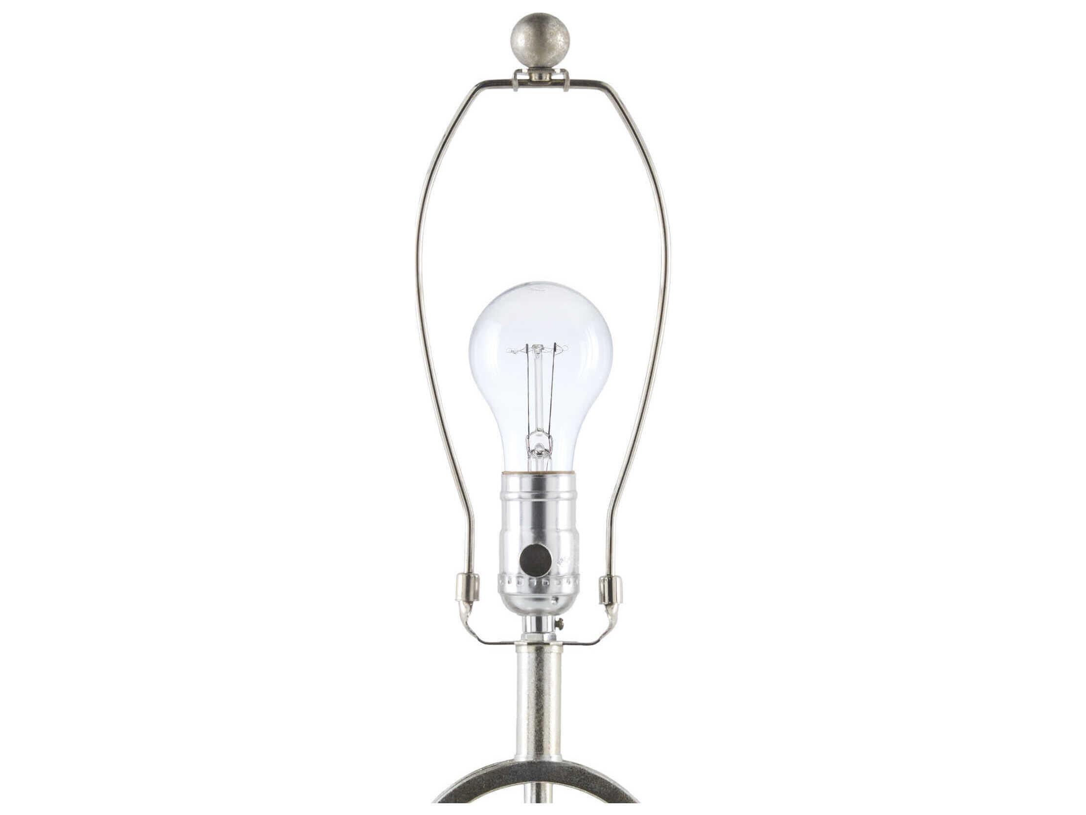 Surya Evans Silver Gray White Linen Buffet Lamp