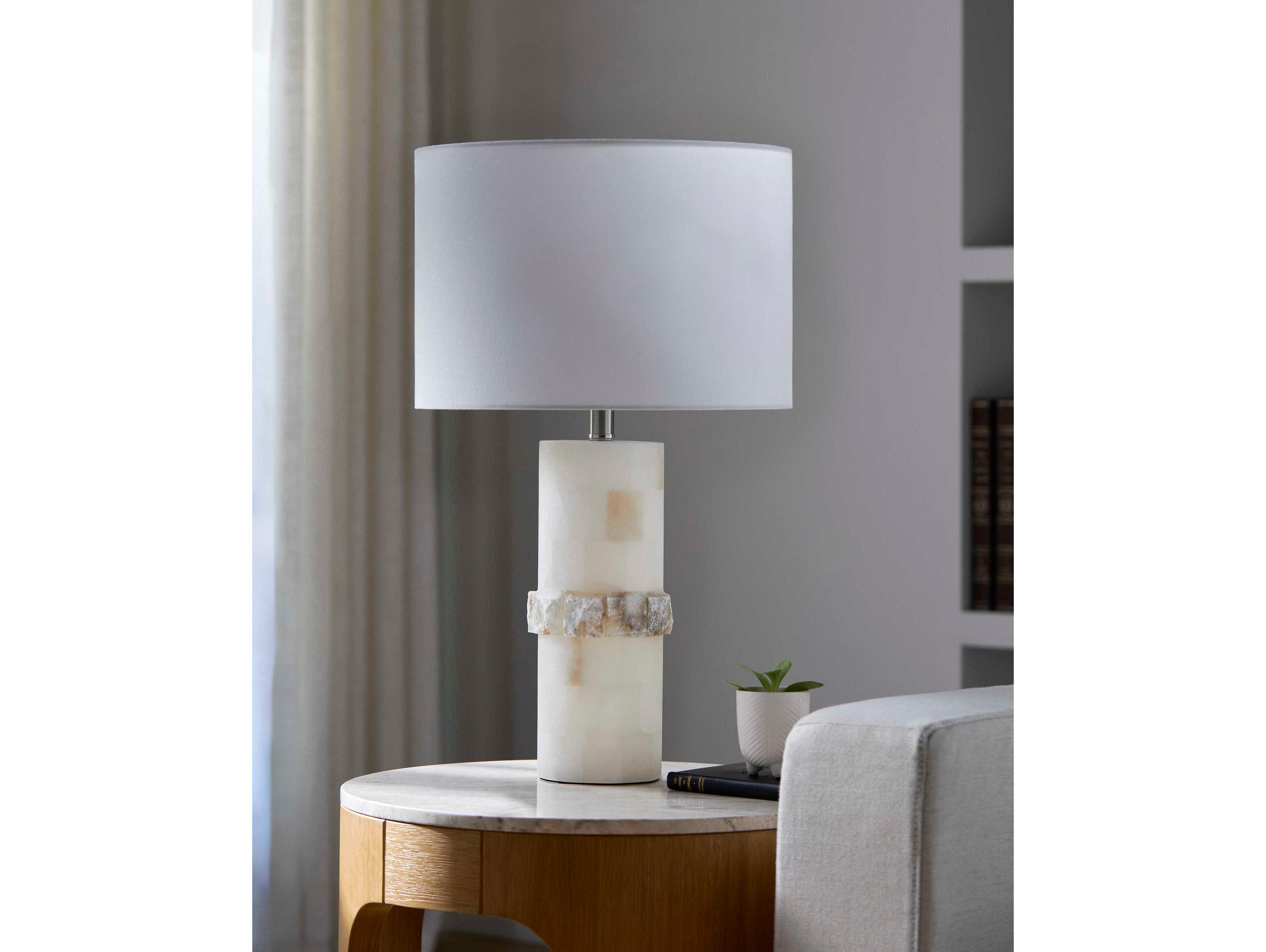 Surya Falaise Cream White Linen Off Buffet Lamp