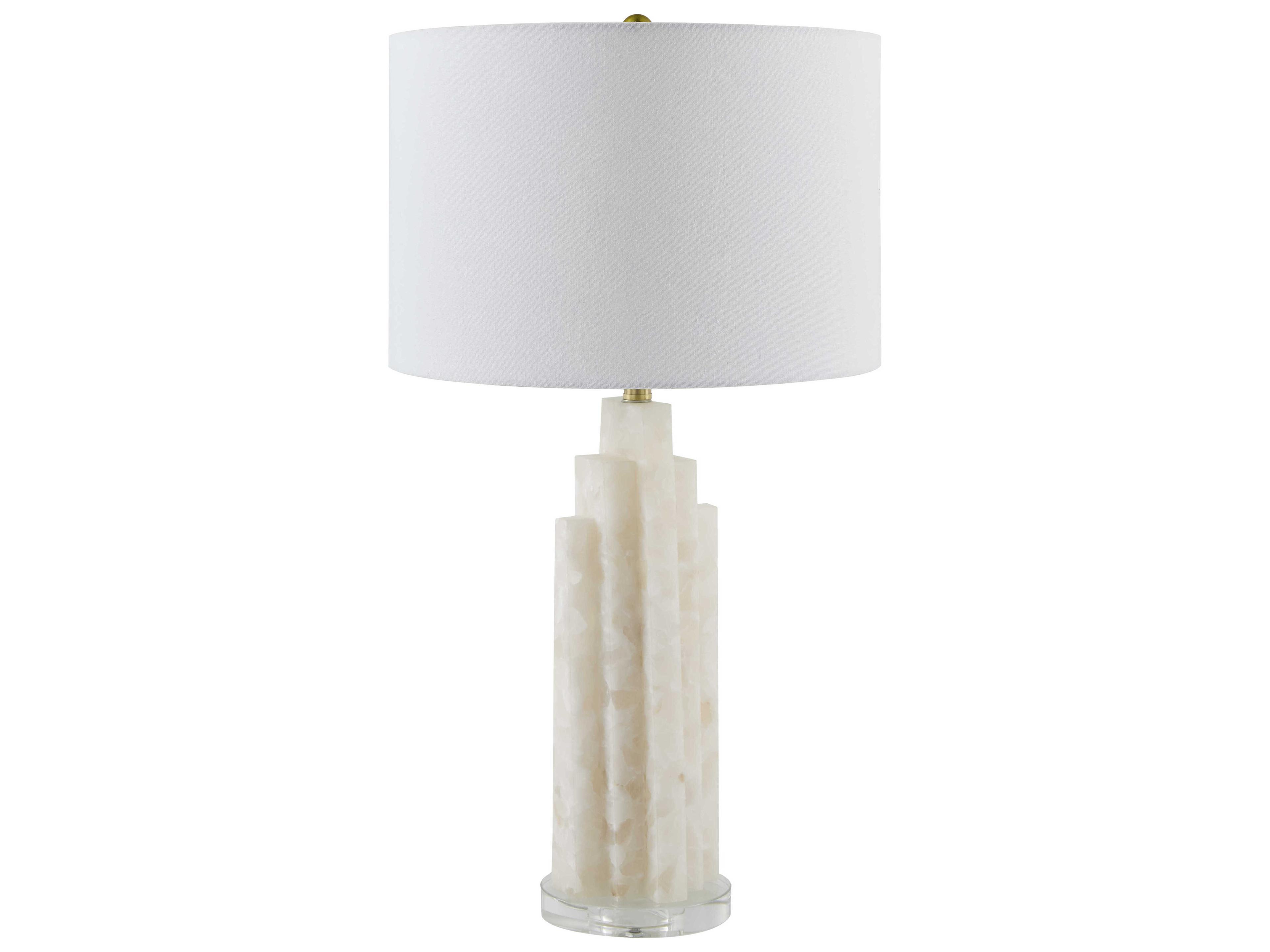 Surya Falaise Cream White Linen Off Buffet Lamp