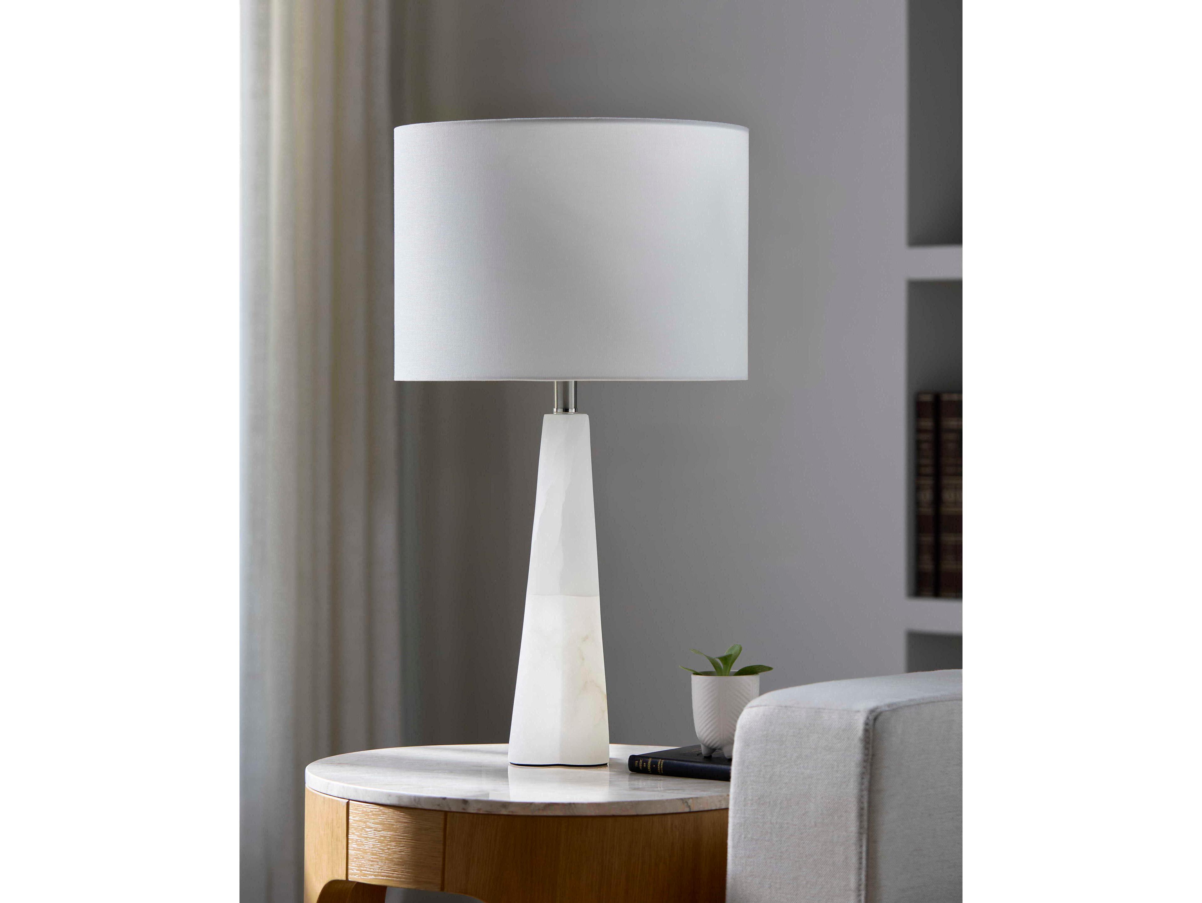 Surya Falaise Cream White Linen Off Buffet Lamp