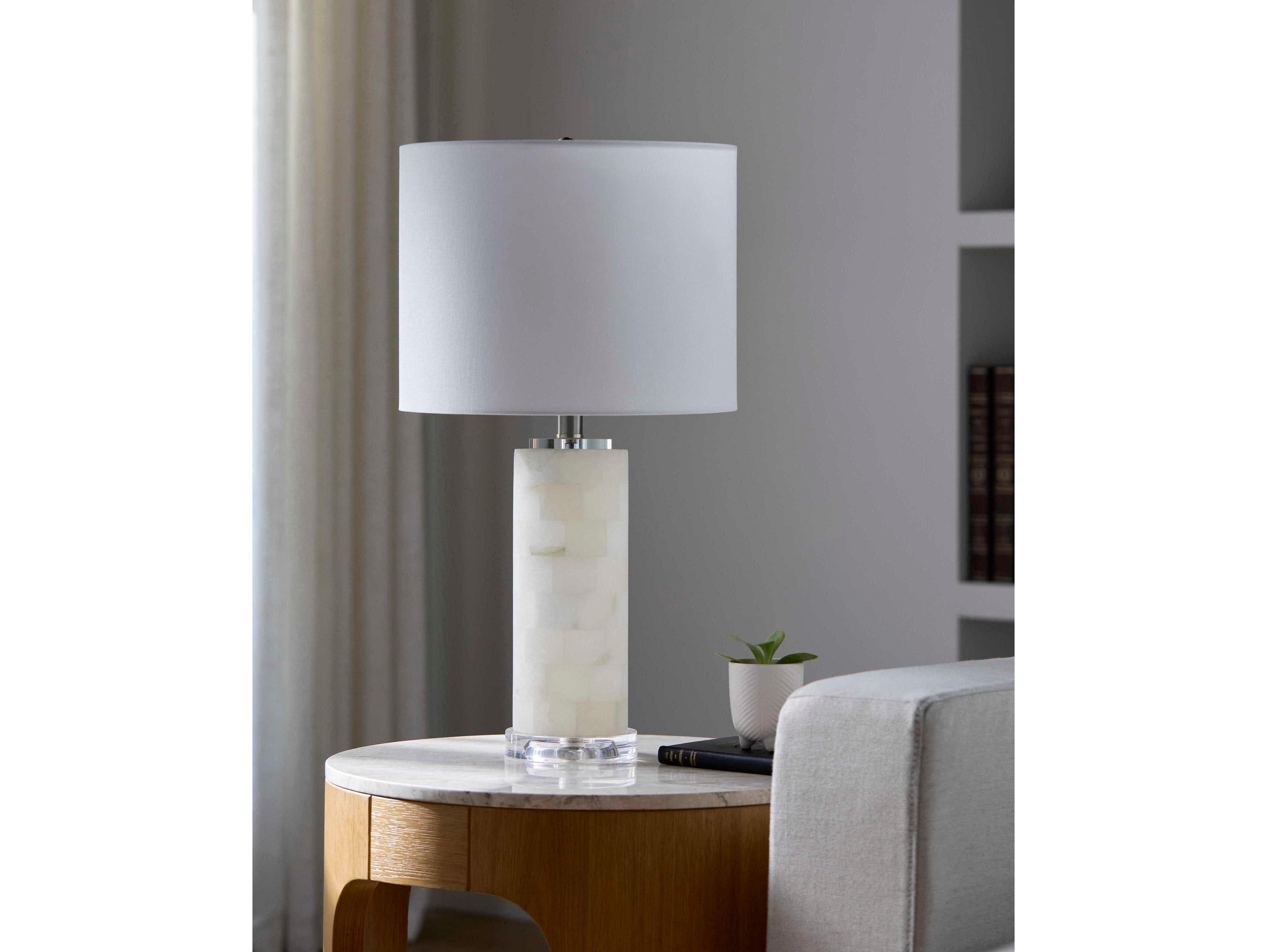 Surya Falaise Cream White Linen Off Table Lamp