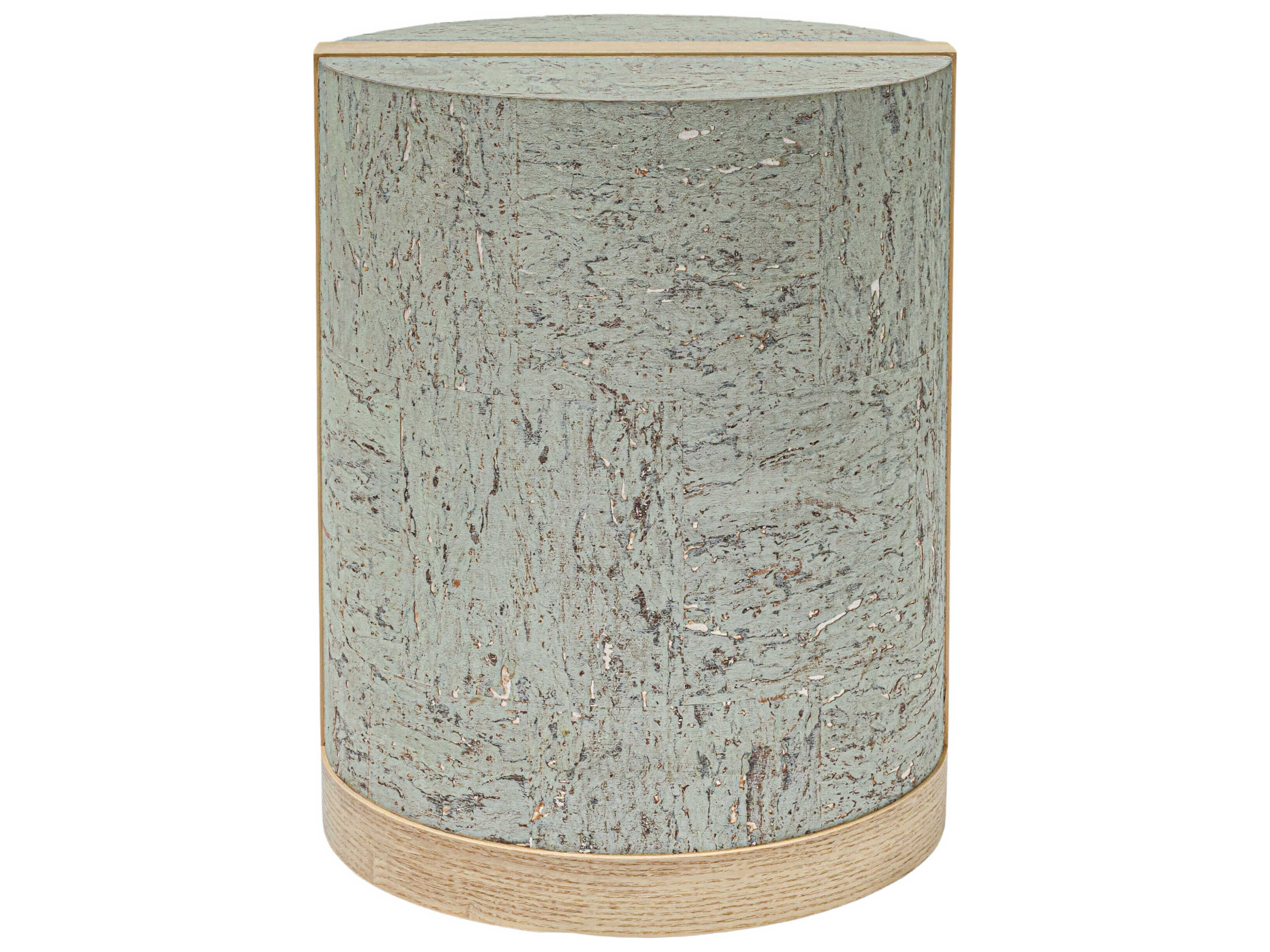 Surya Faron Round Wood Green Brown End Table