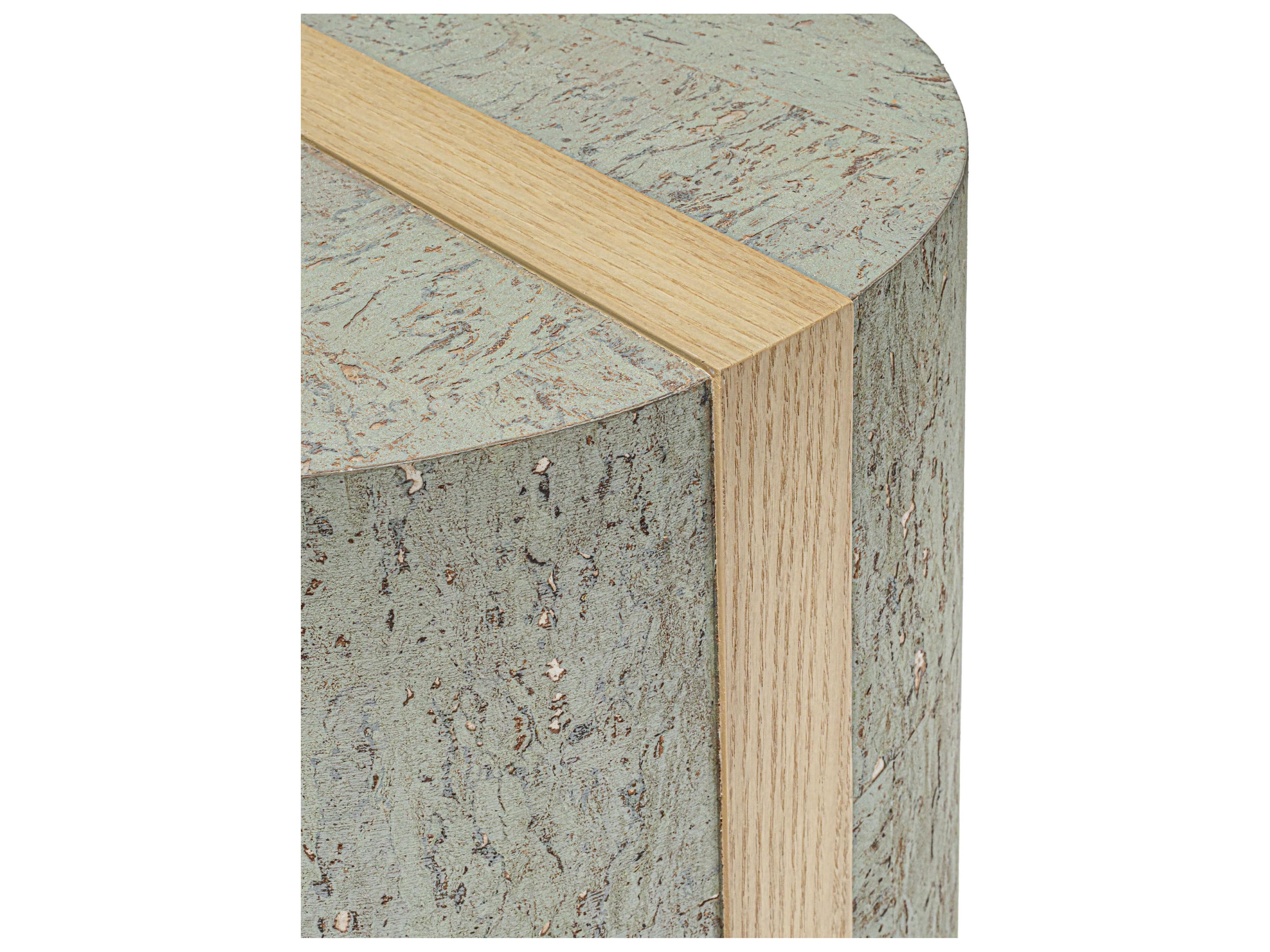 Surya Faron Round Wood Green Brown End Table