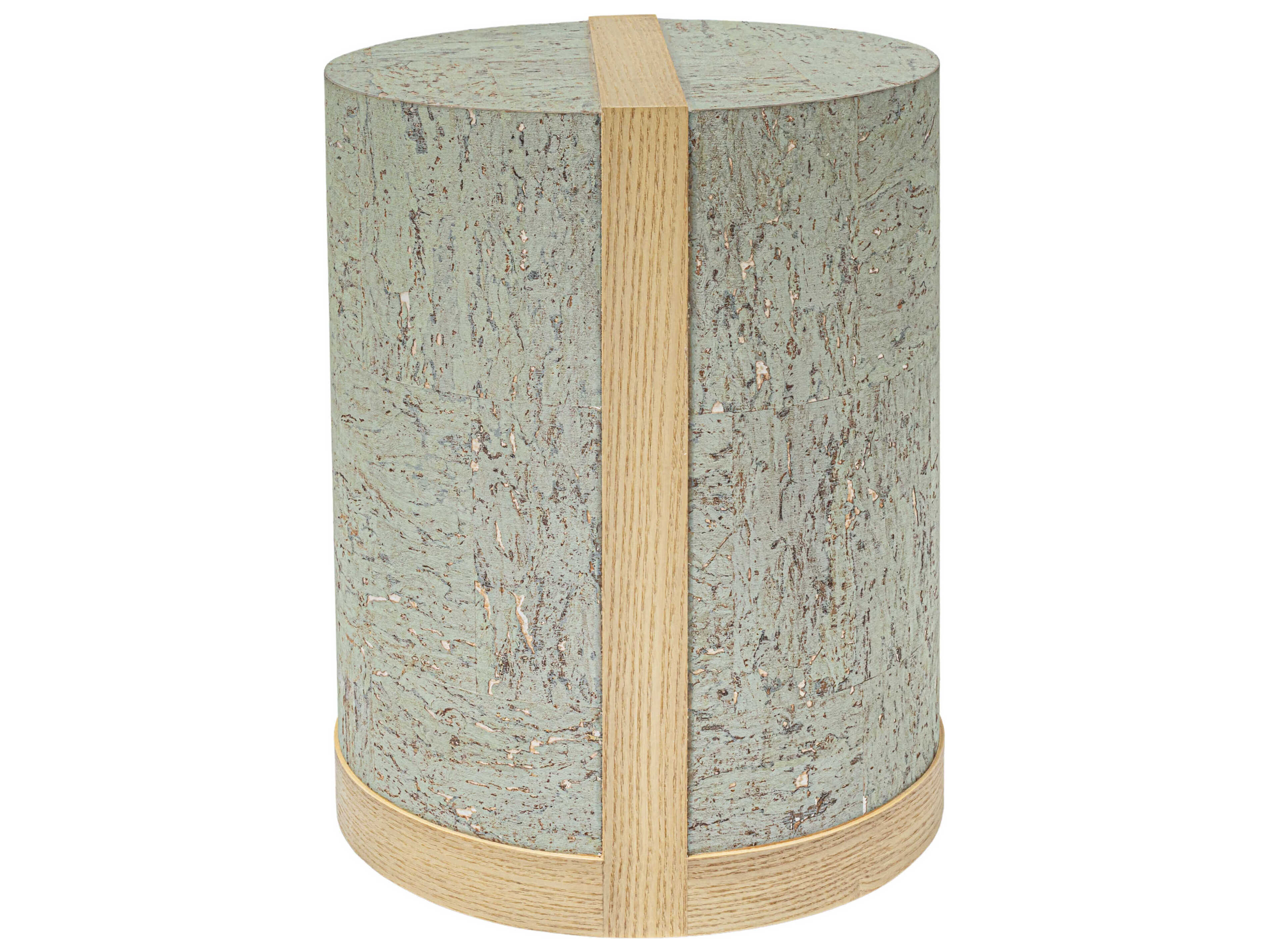 Surya Faron Round Wood Green Brown End Table