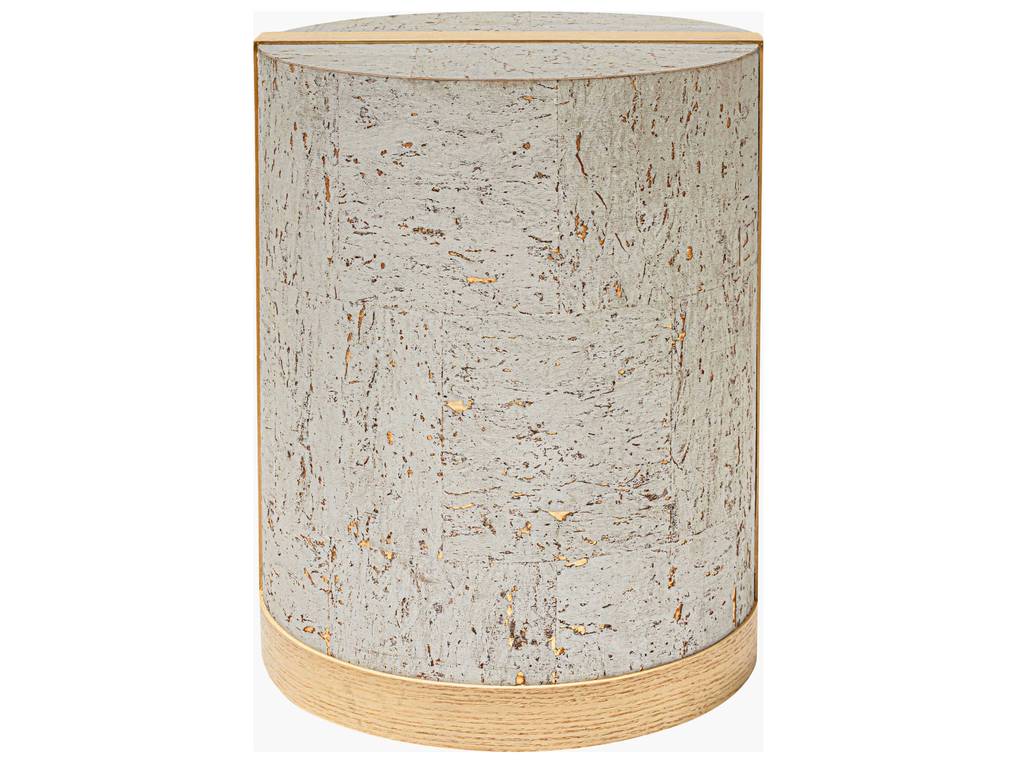 Surya Faron Round Wood Silver Gray Brown End Table