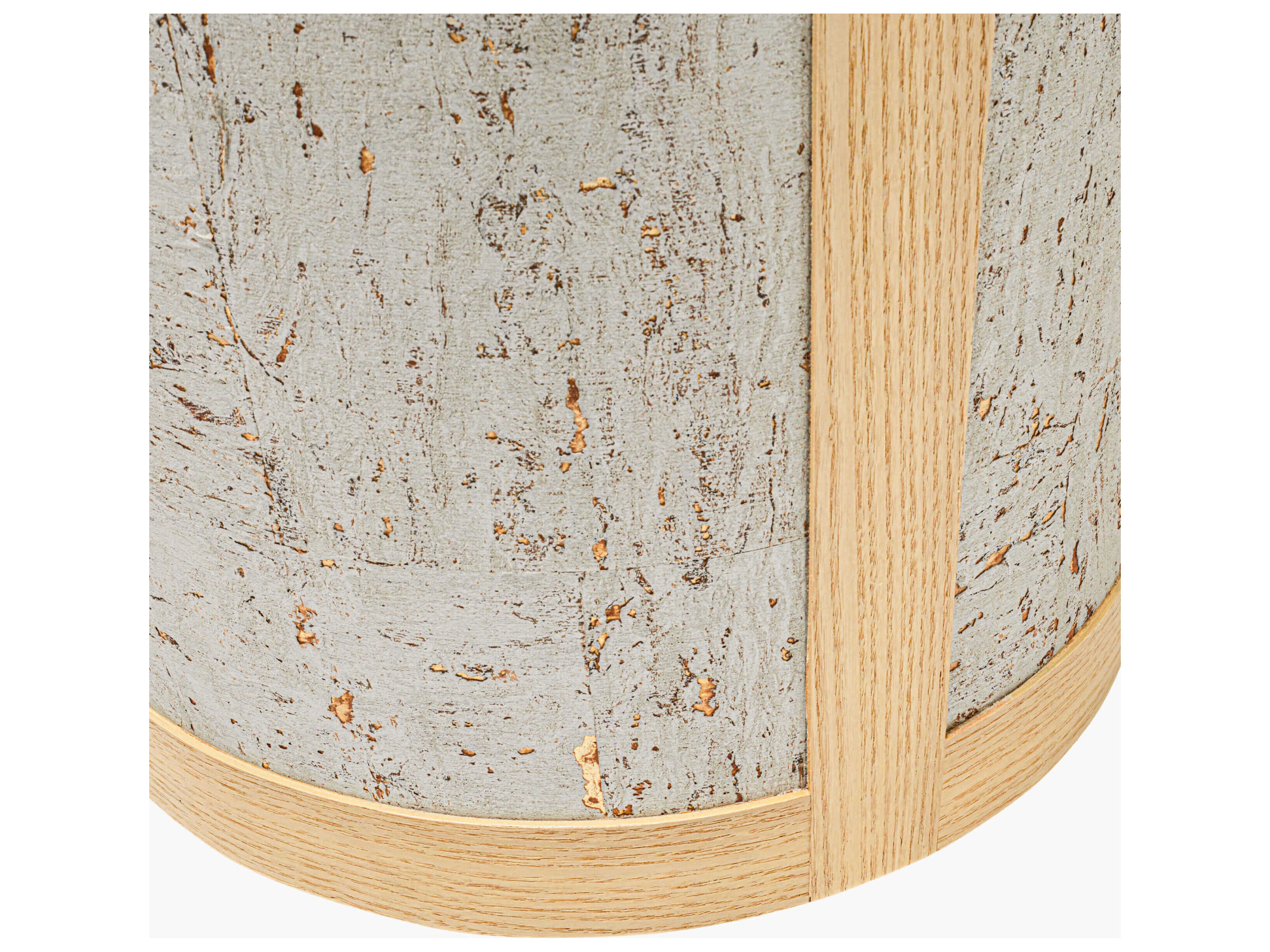 Surya Faron Round Wood Silver Gray Brown End Table