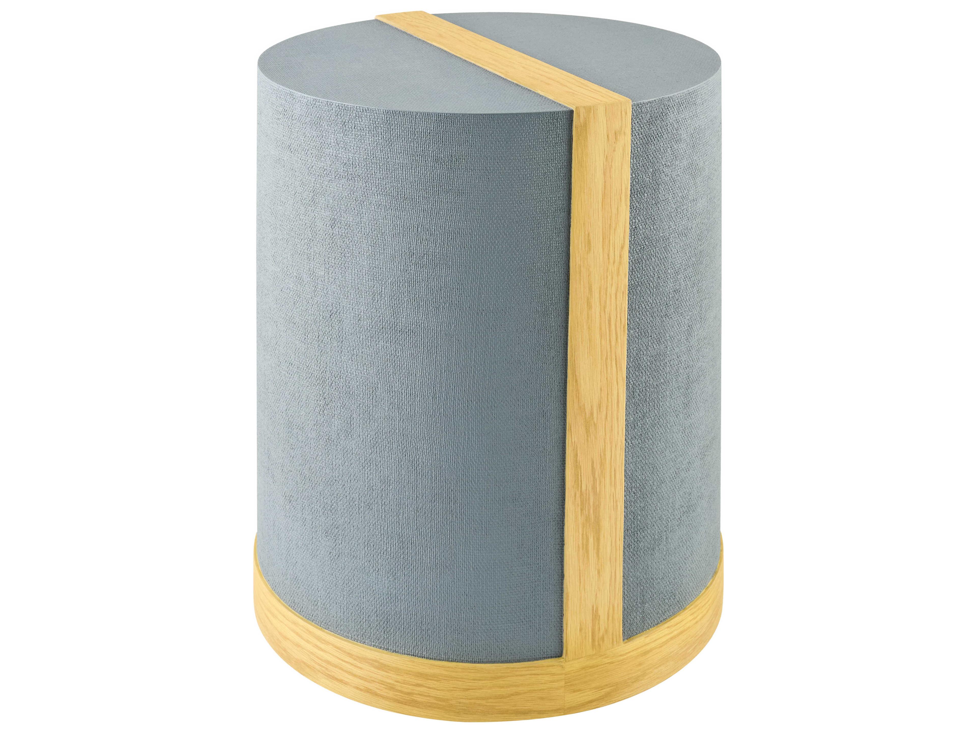Surya Faron Round Resin Cream Blue End Table