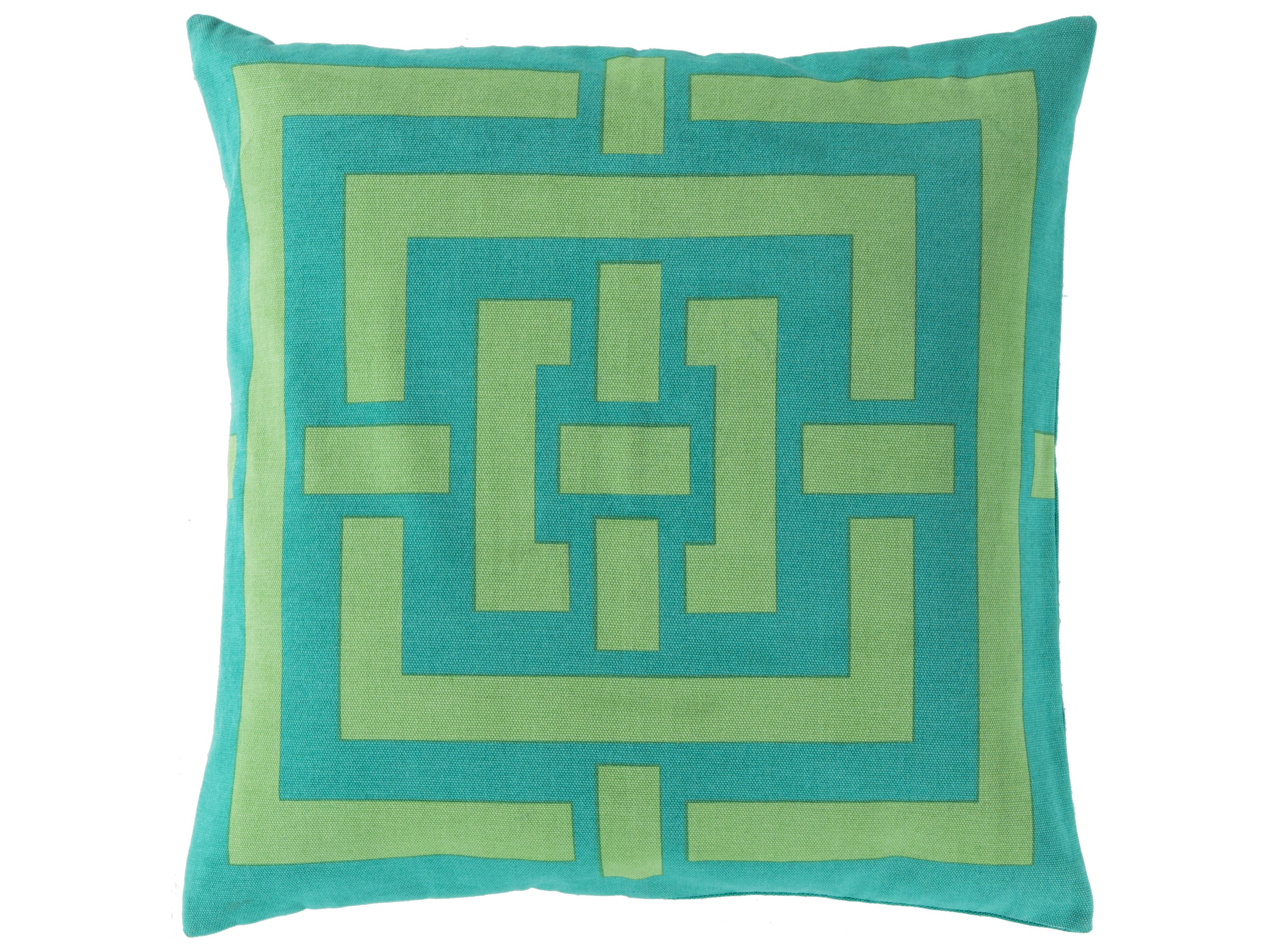 Surya Circles & Squares Teal Pillow