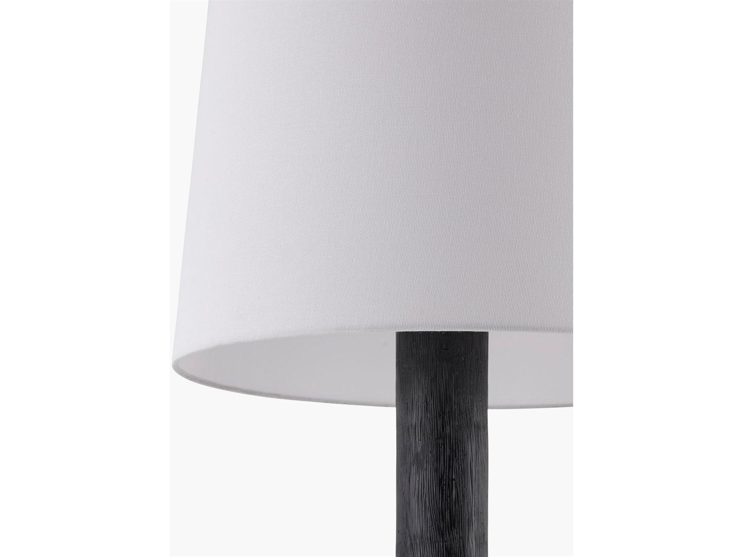 Surya Fonce Black White Linen Floor Lamp