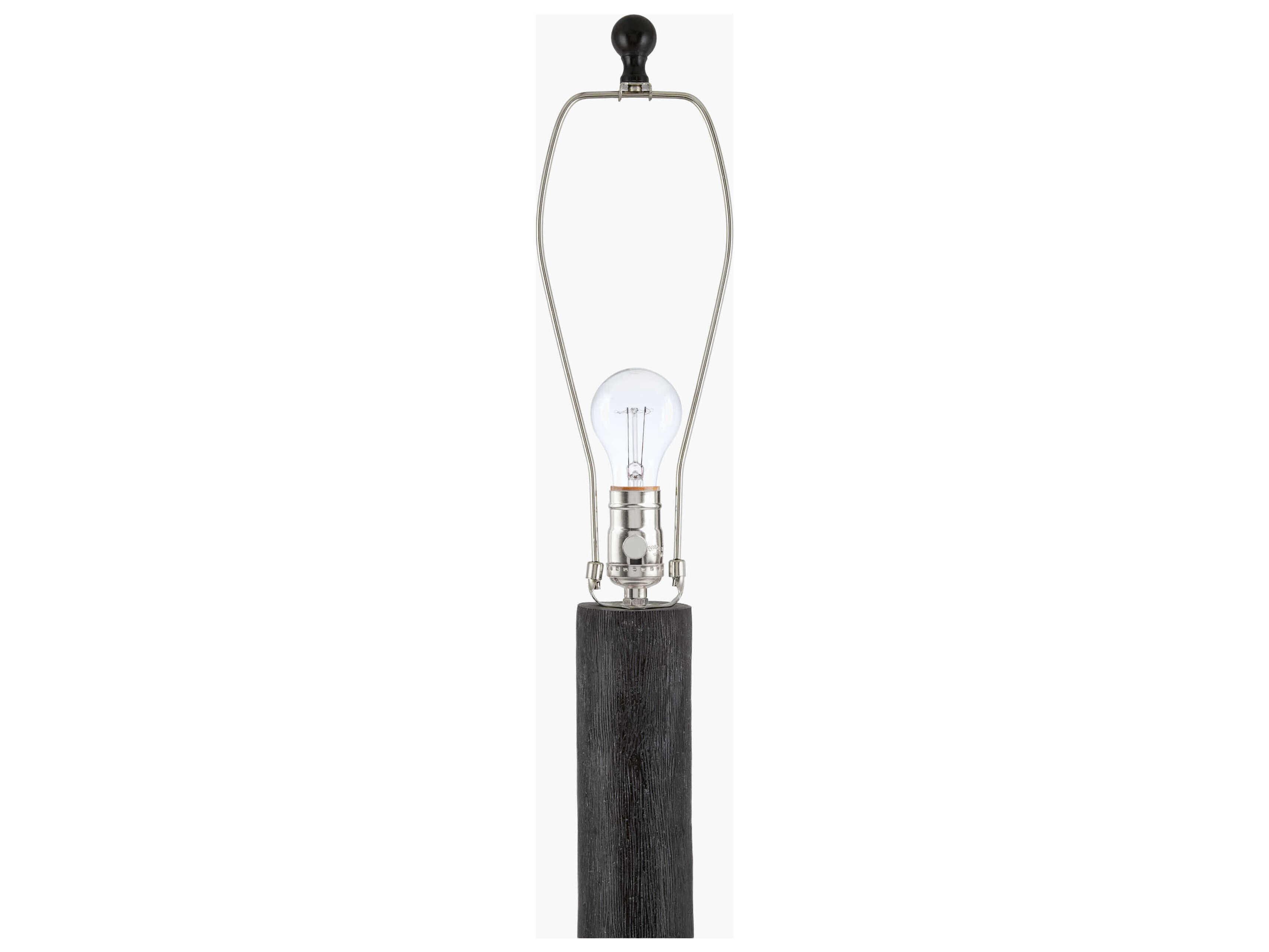 Surya Fonce Dark Brown White Linen Black Floor Lamp