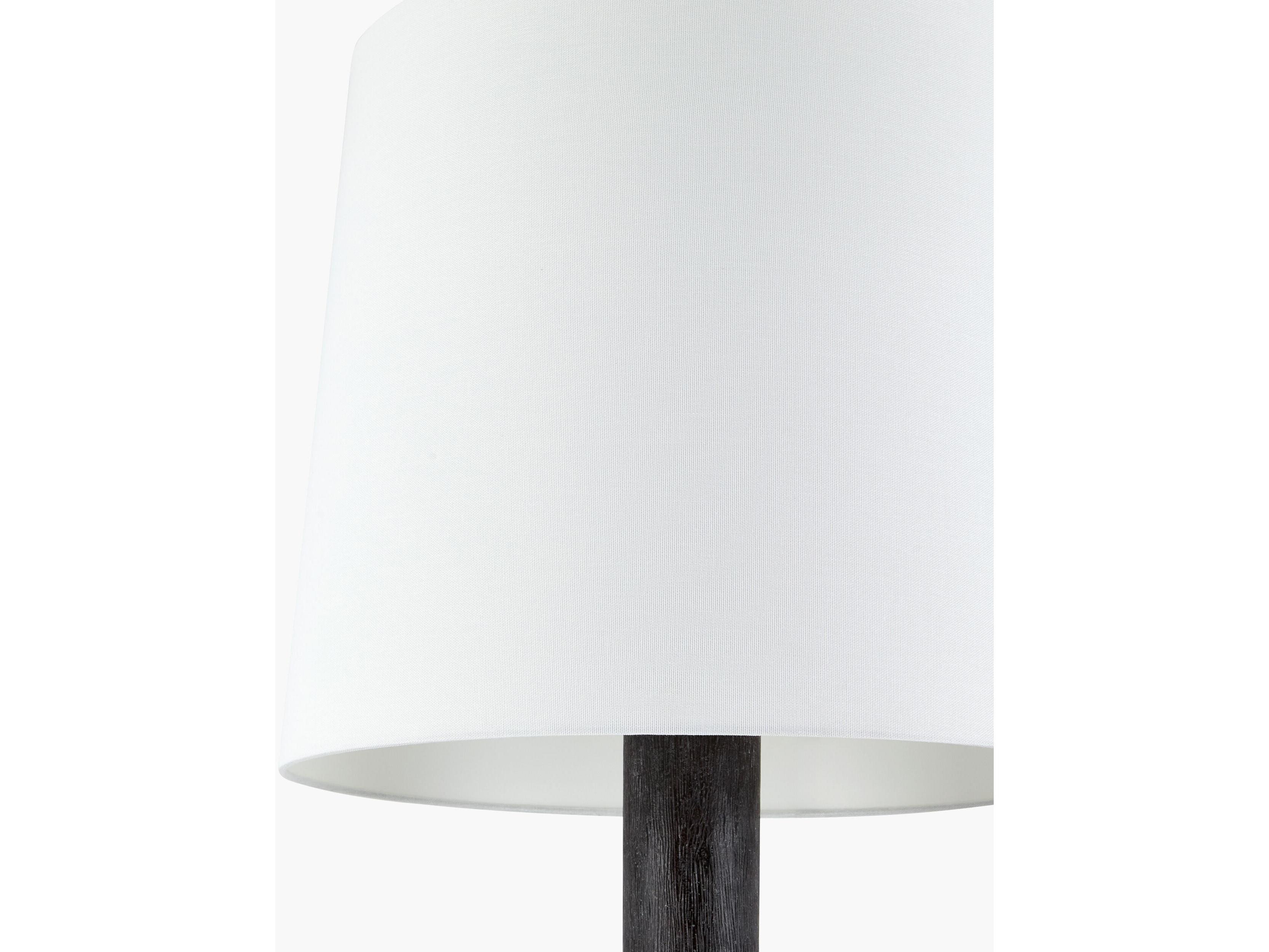 Surya Fonce Dark Brown White Linen Black Floor Lamp
