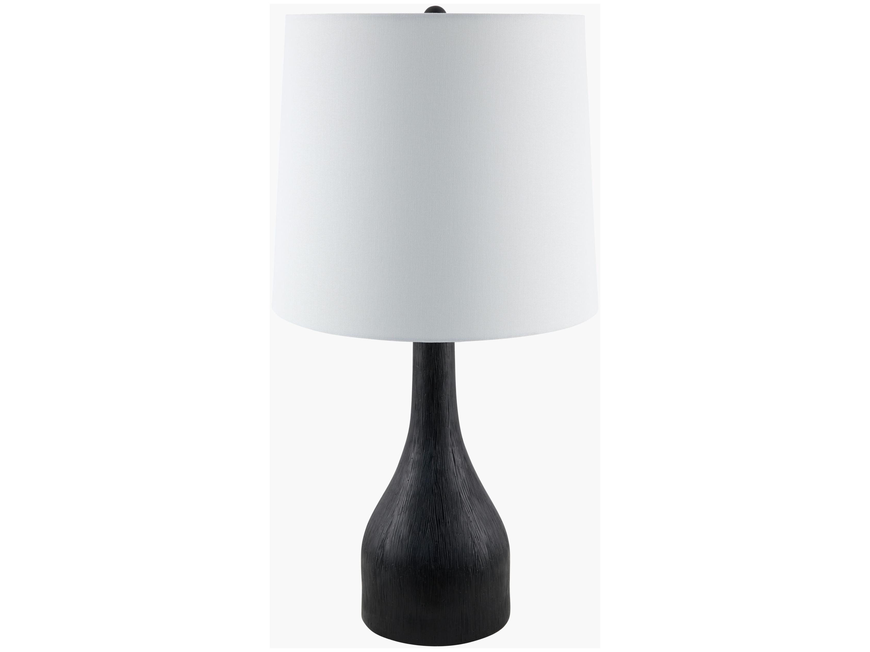 Surya Fonce Black White Linen Buffet Lamp