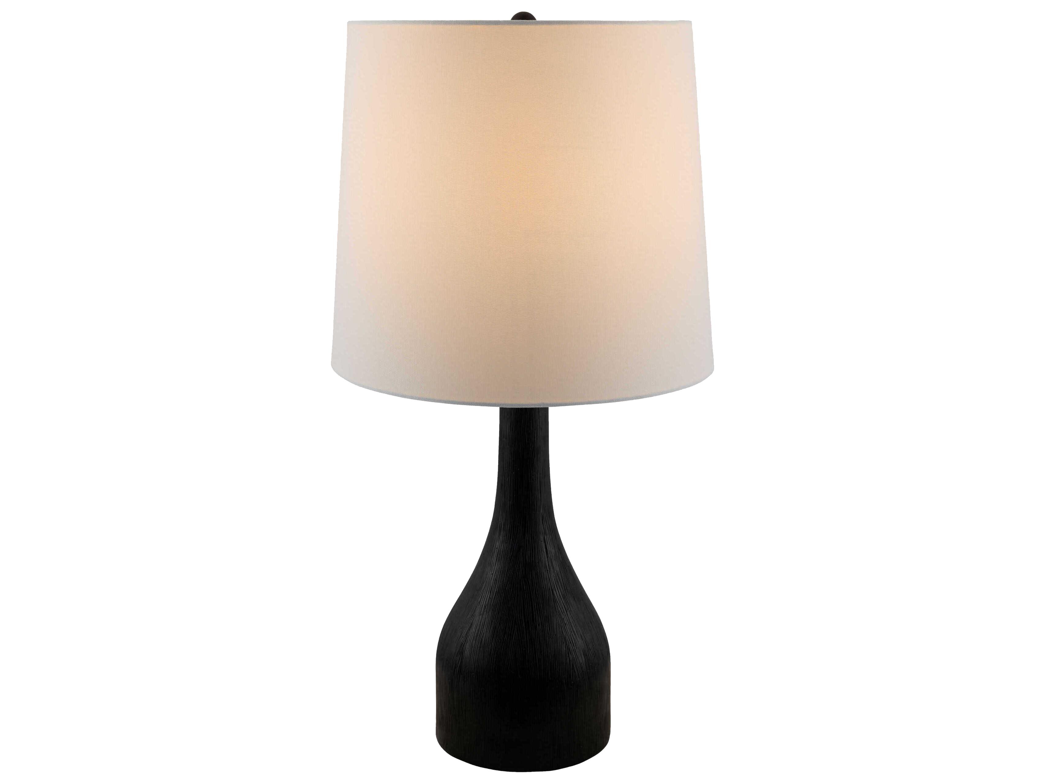 Surya Fonce Black White Linen Buffet Lamp