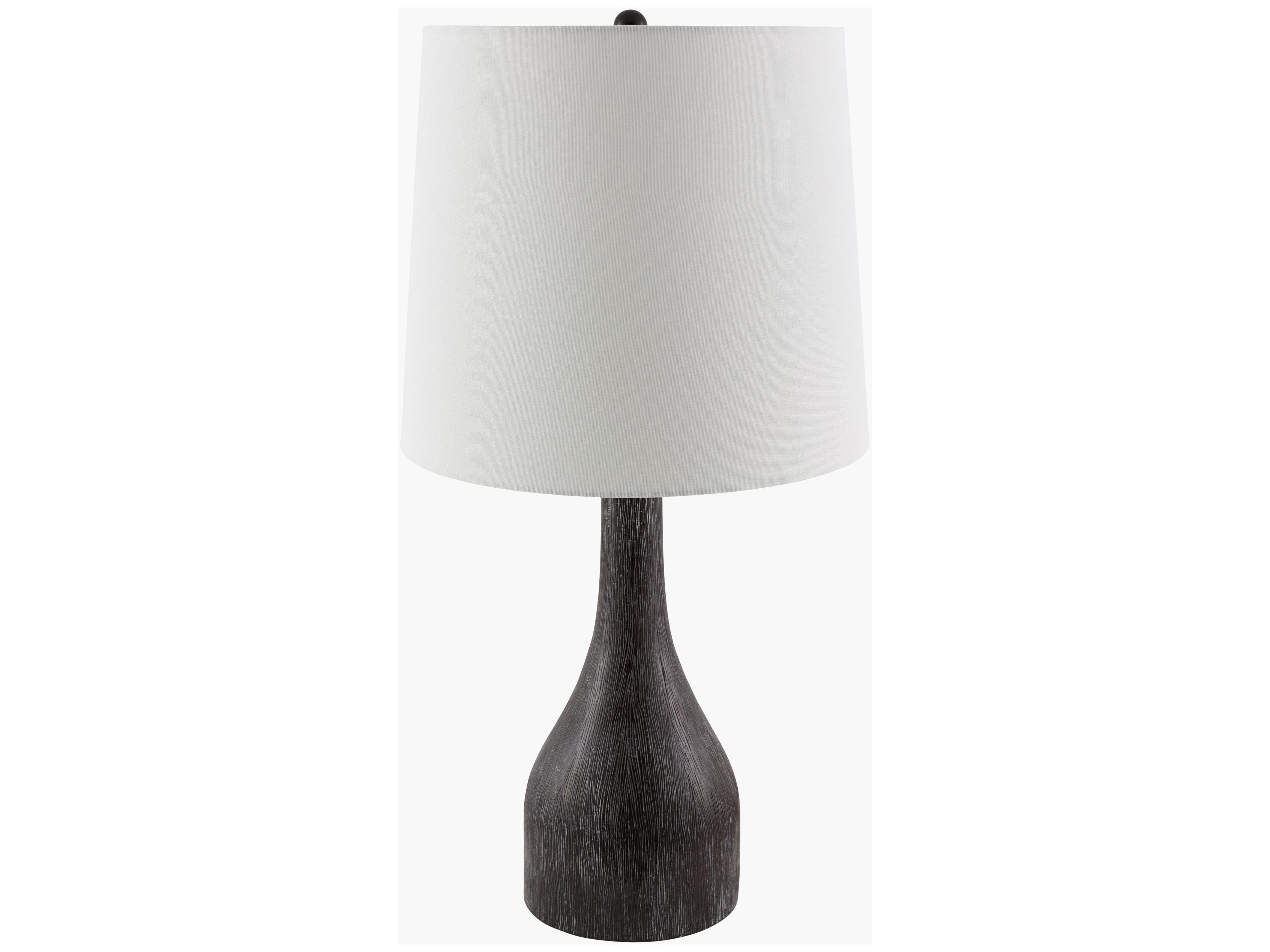 Surya Fonce Dark Brown White Linen Buffet Lamp