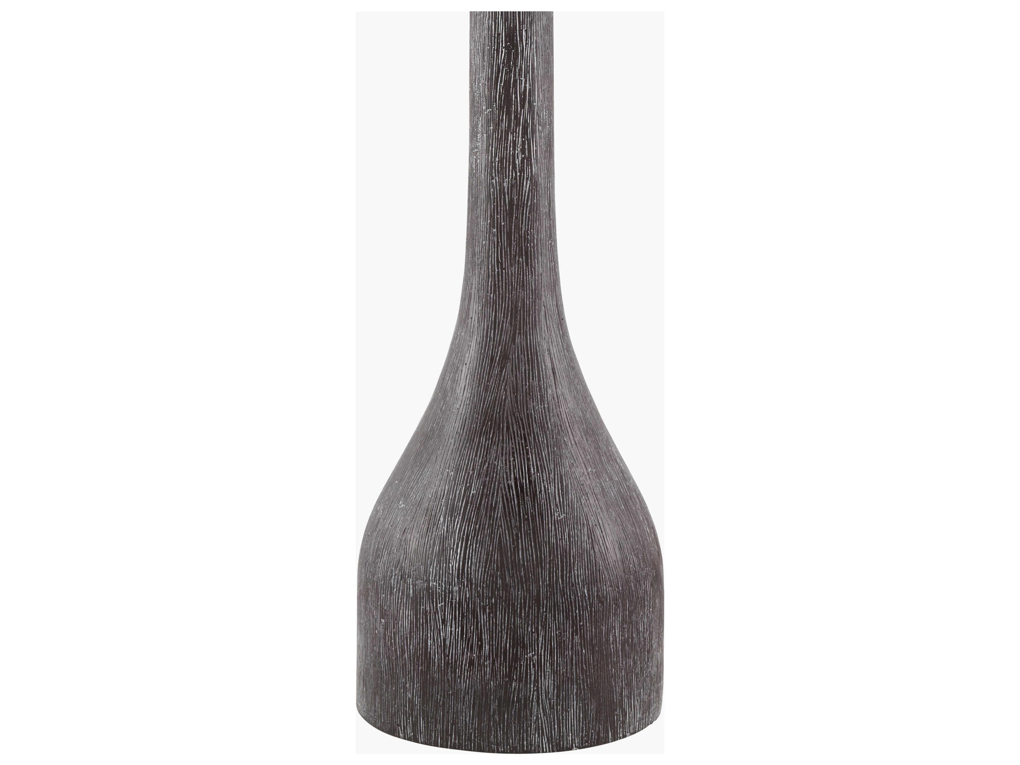 Surya Fonce Dark Brown White Linen Buffet Lamp