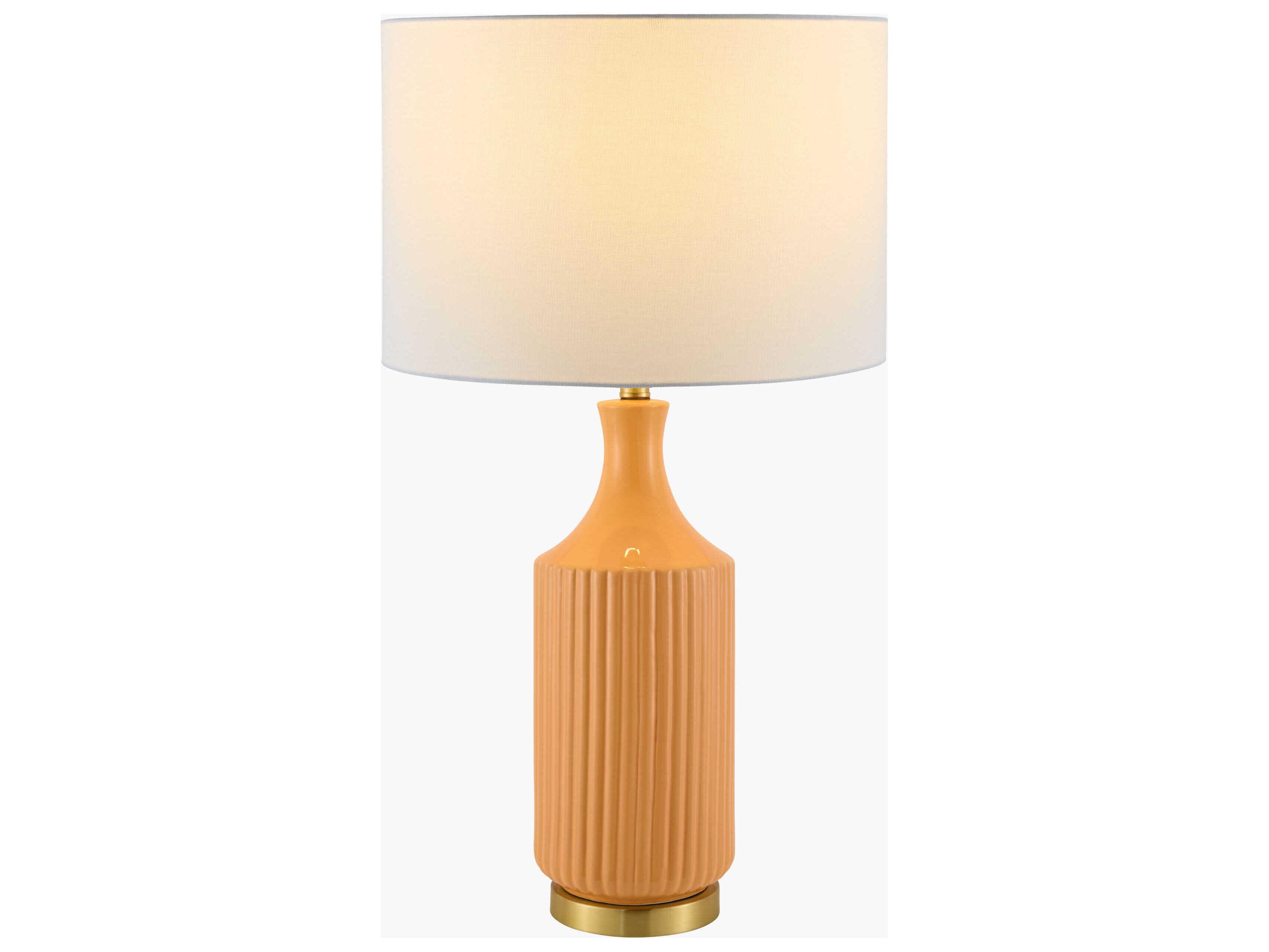 Surya Filaki Glazed Brown White Linen Orange Buffet Lamp