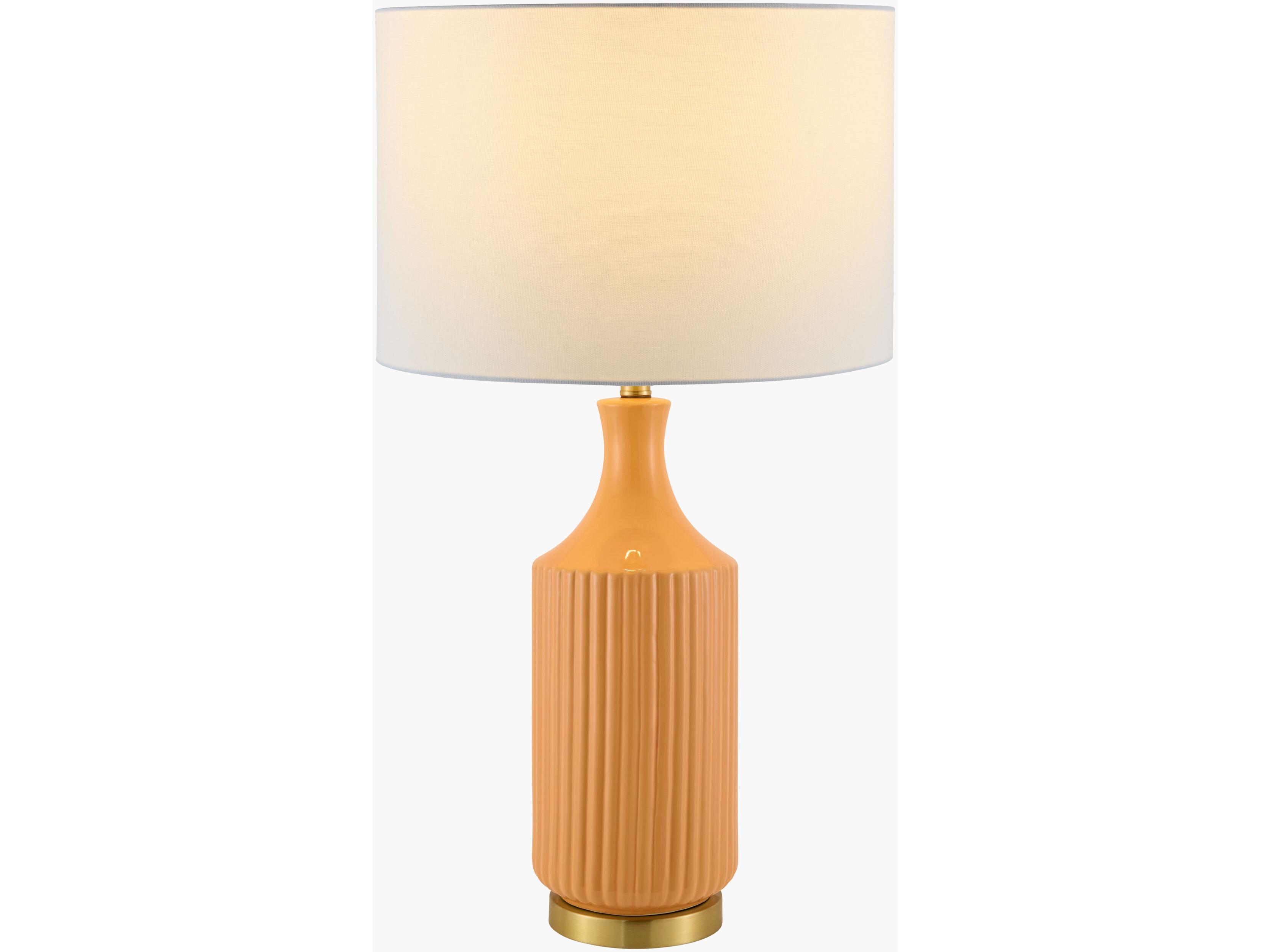 Surya Filaki Glazed Brown White Linen Orange Buffet Lamp