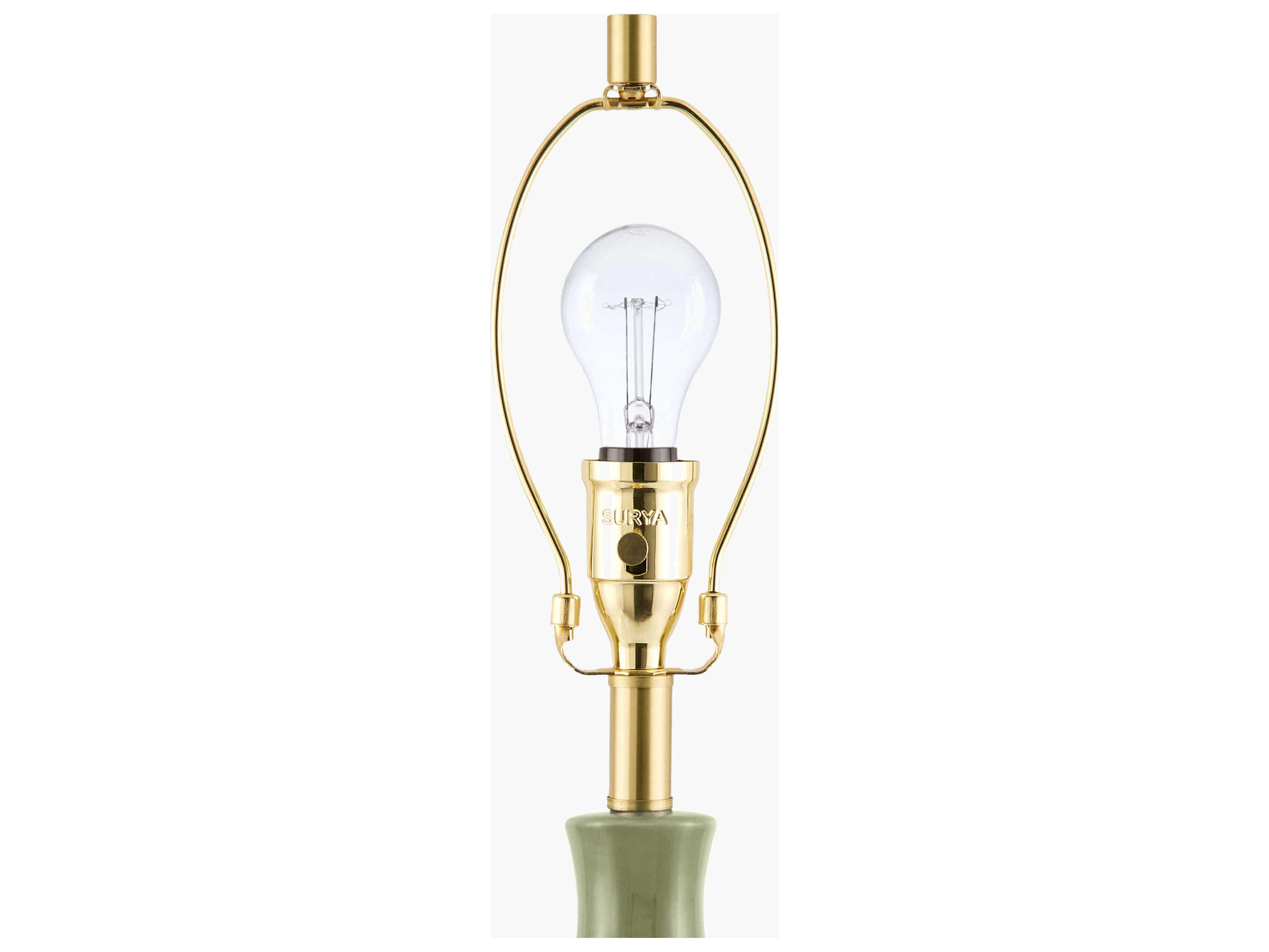 Surya Filaki Green White Linen Buffet Lamp