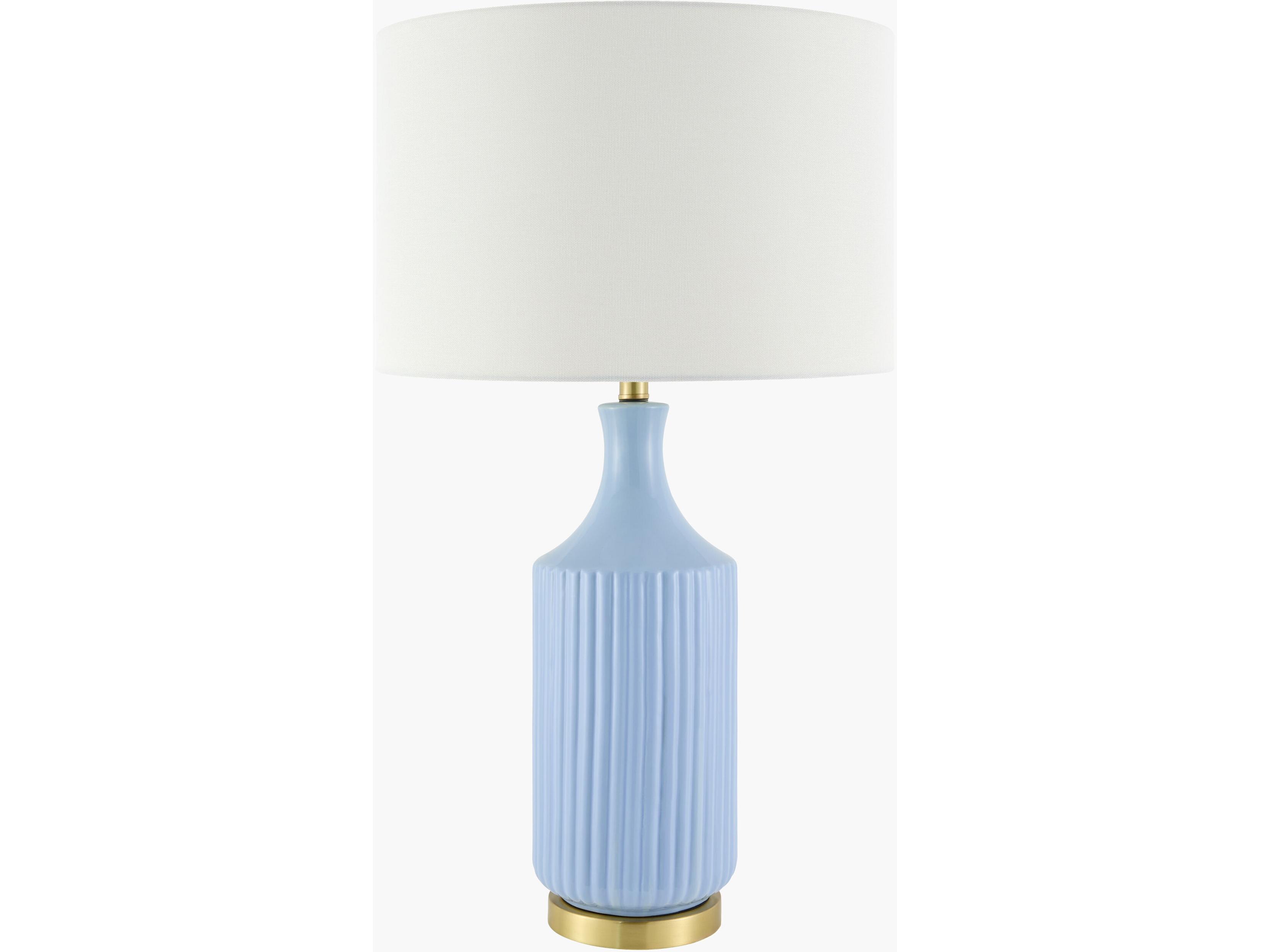 Surya Filaki Blue White Linen Buffet Lamp