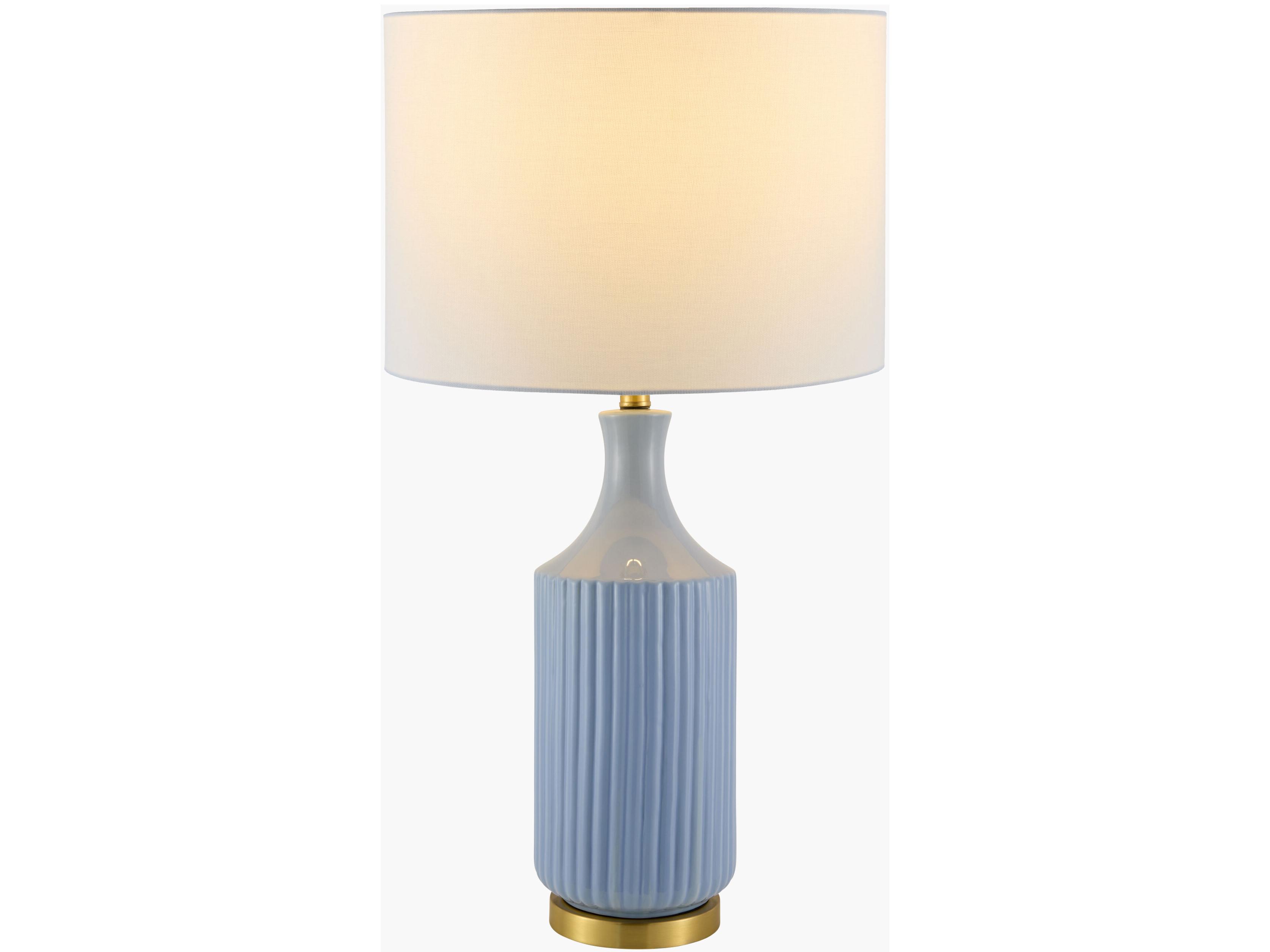 Surya Filaki Blue White Linen Buffet Lamp