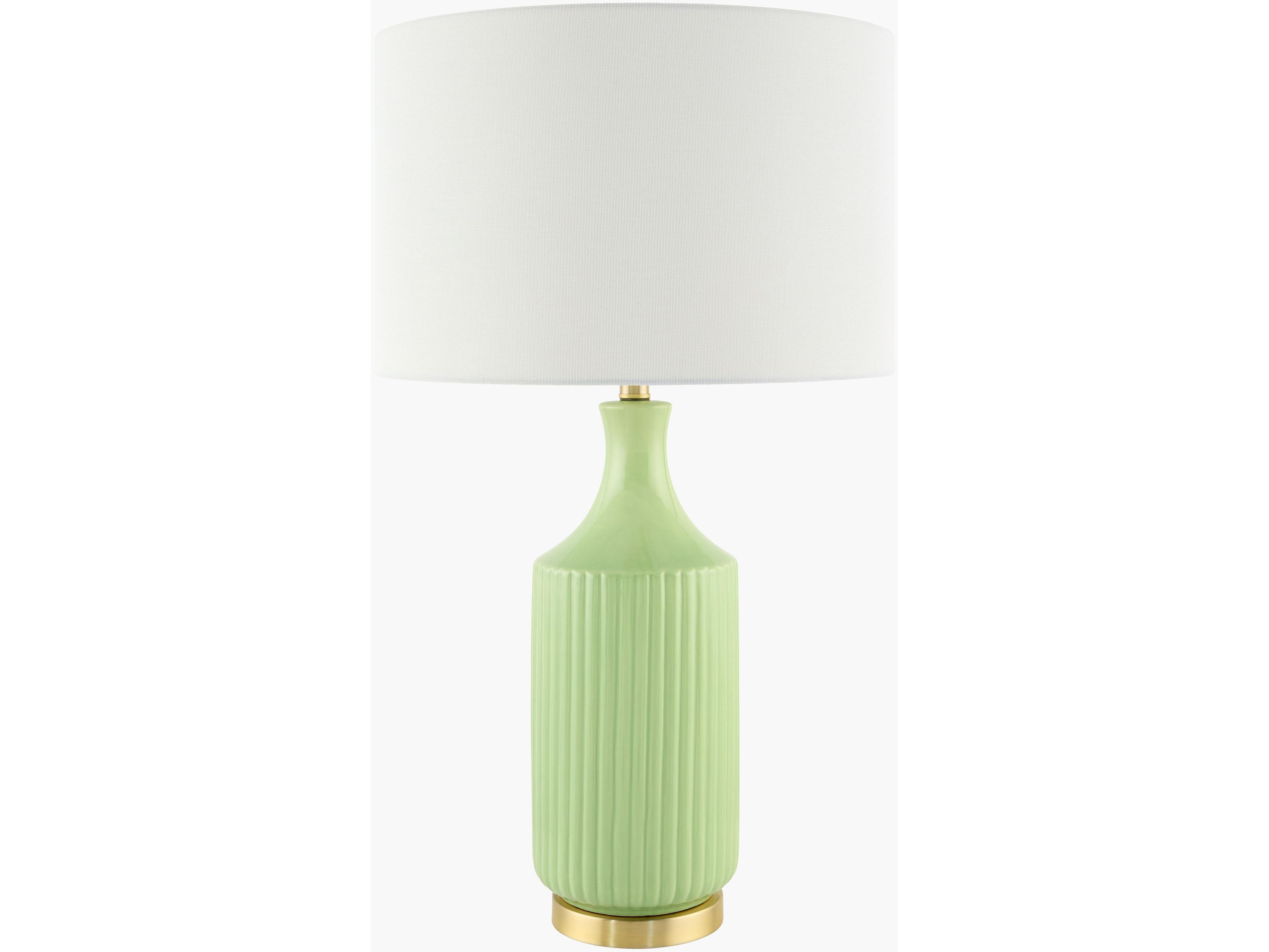 Surya Filaki Light Green White Linen Buffet Lamp