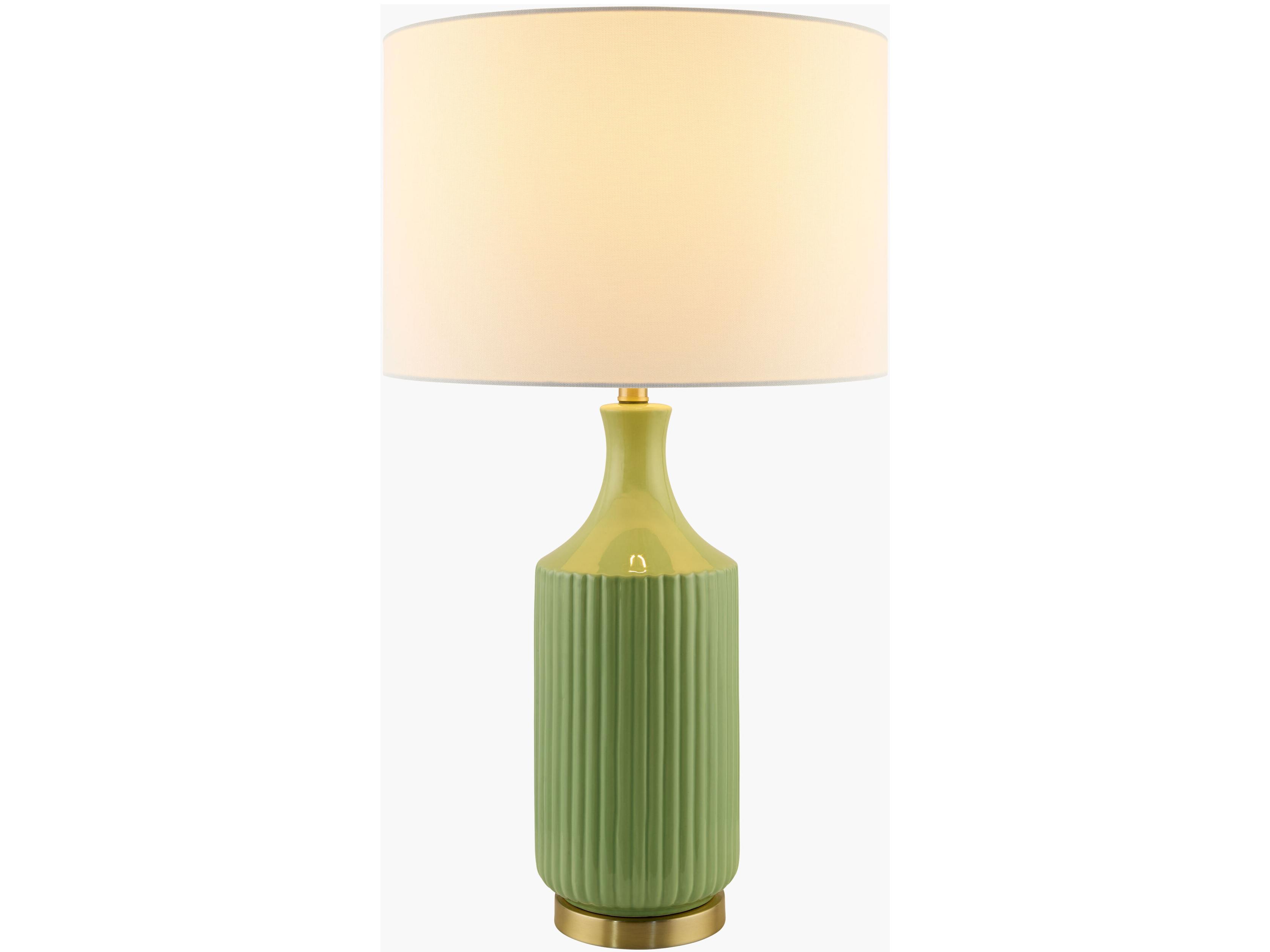 Surya Filaki Light Green White Linen Buffet Lamp