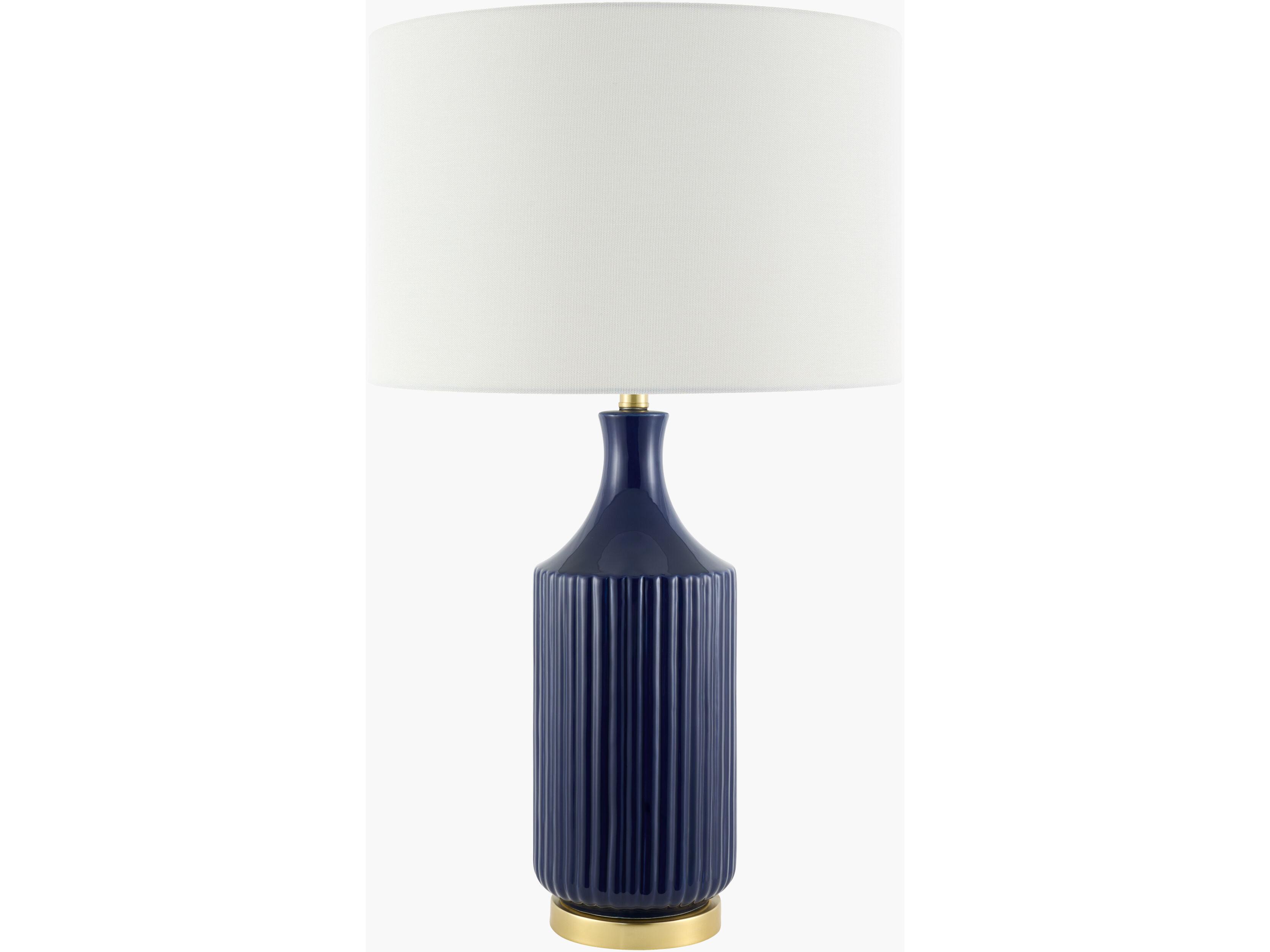 Surya Filaki Dark Blue White Linen Buffet Lamp