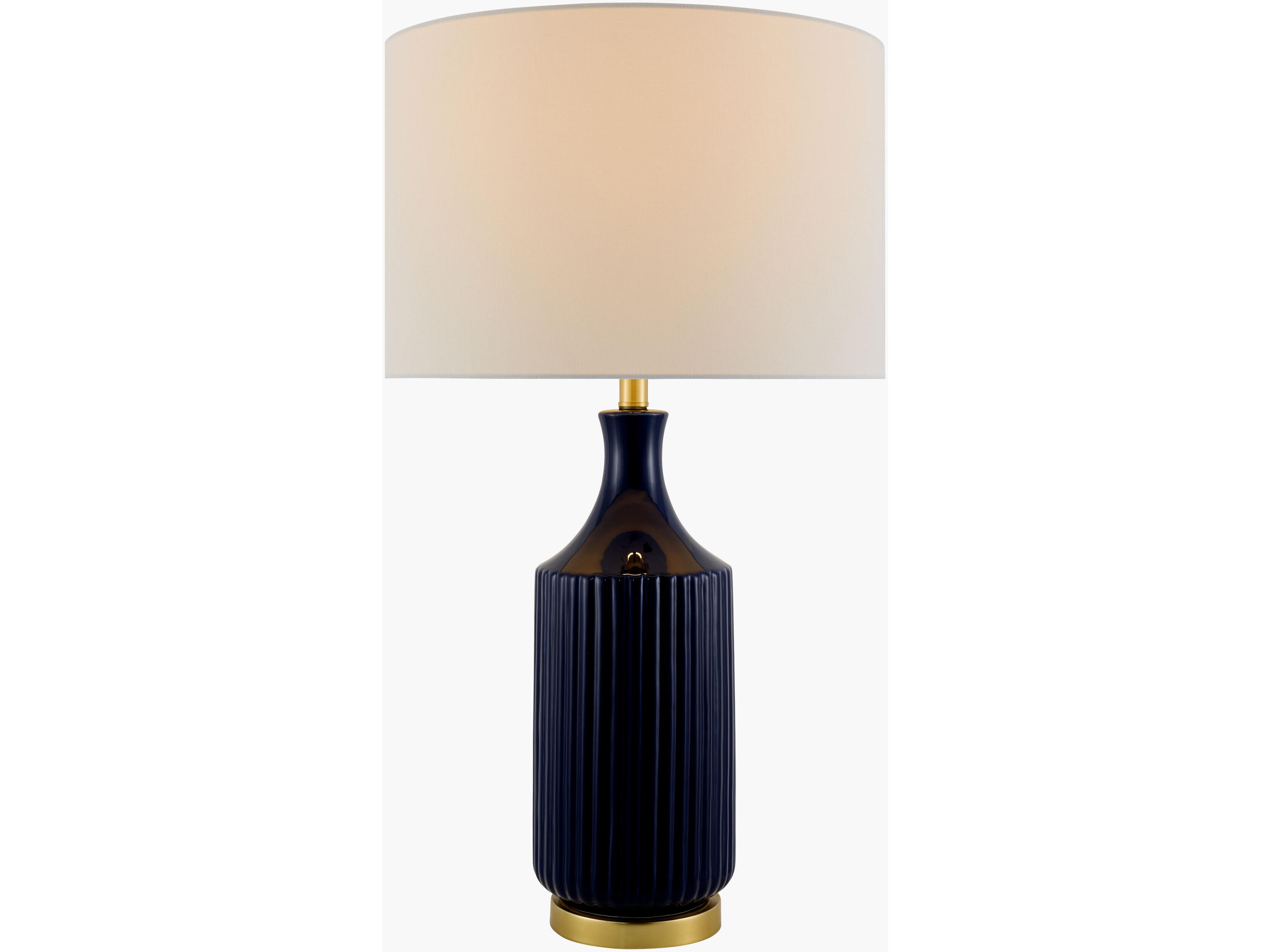 Surya Filaki Dark Blue White Linen Buffet Lamp