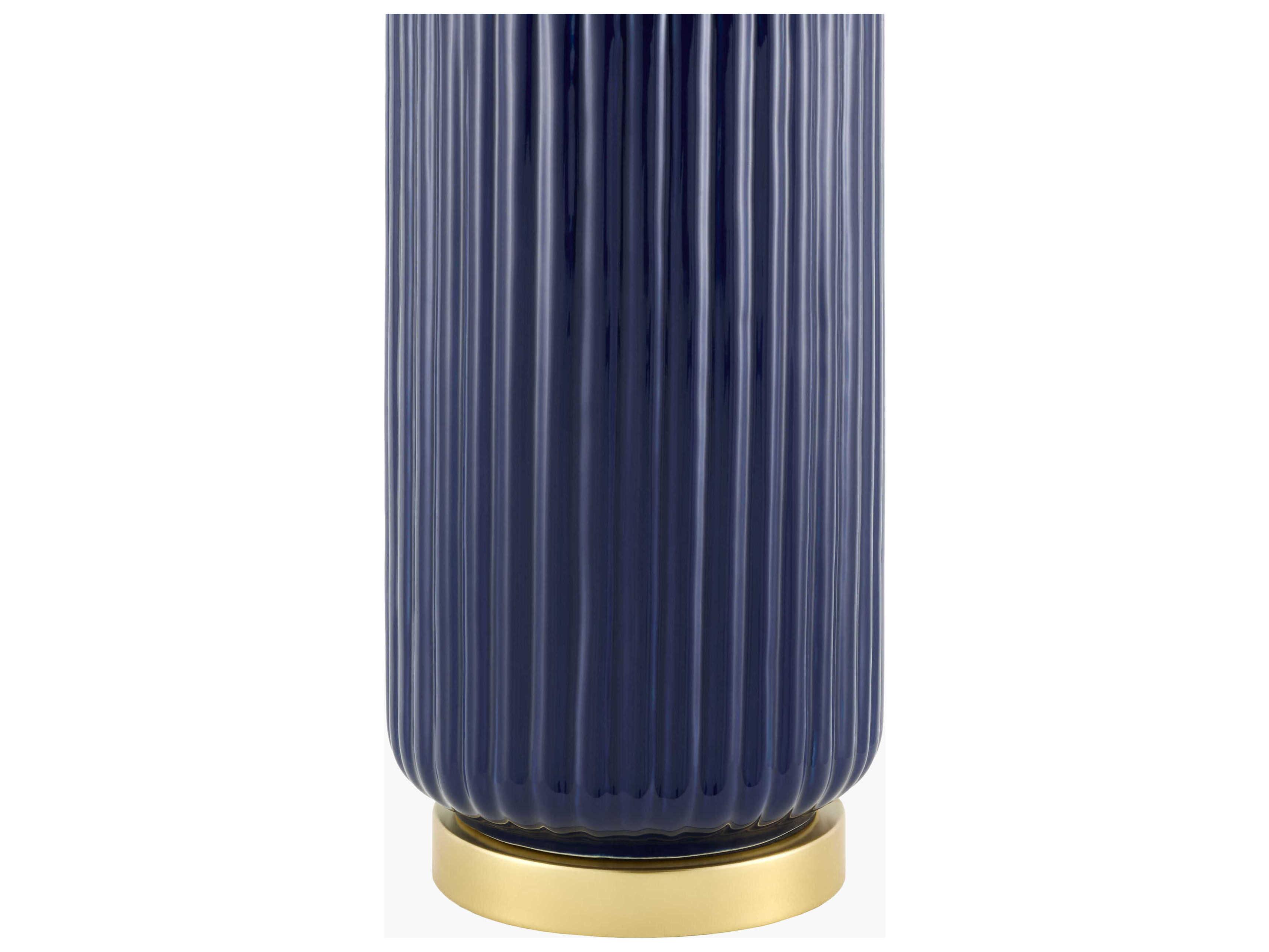 Surya Filaki Dark Blue White Linen Buffet Lamp