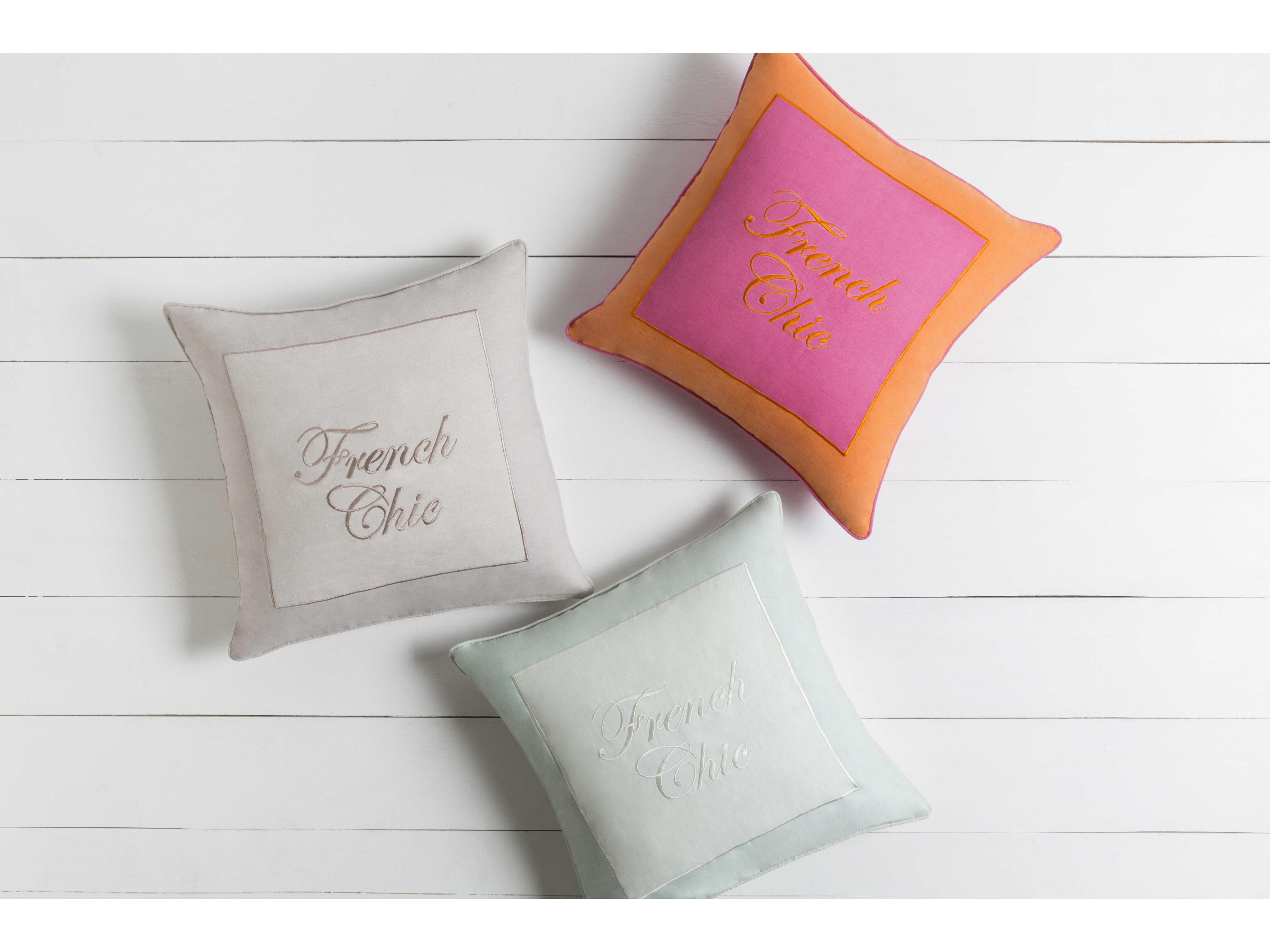 Surya French Chic Light Gray Pillow