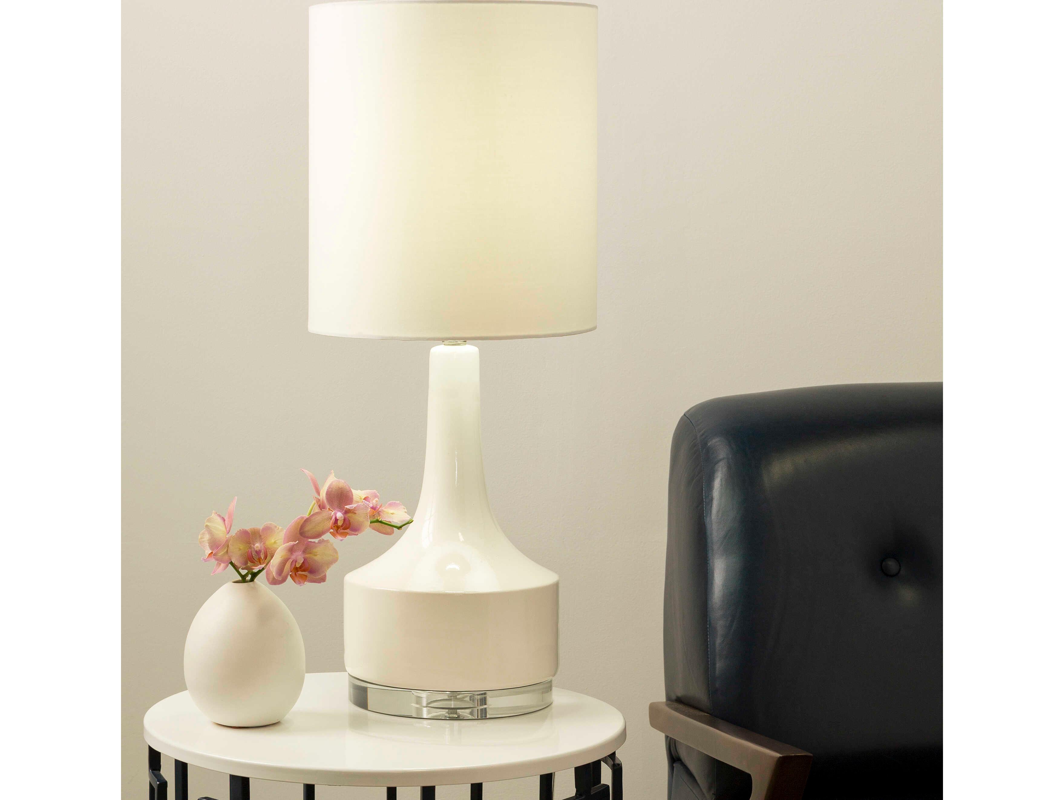 Surya Farris White Cotton Table Lamp