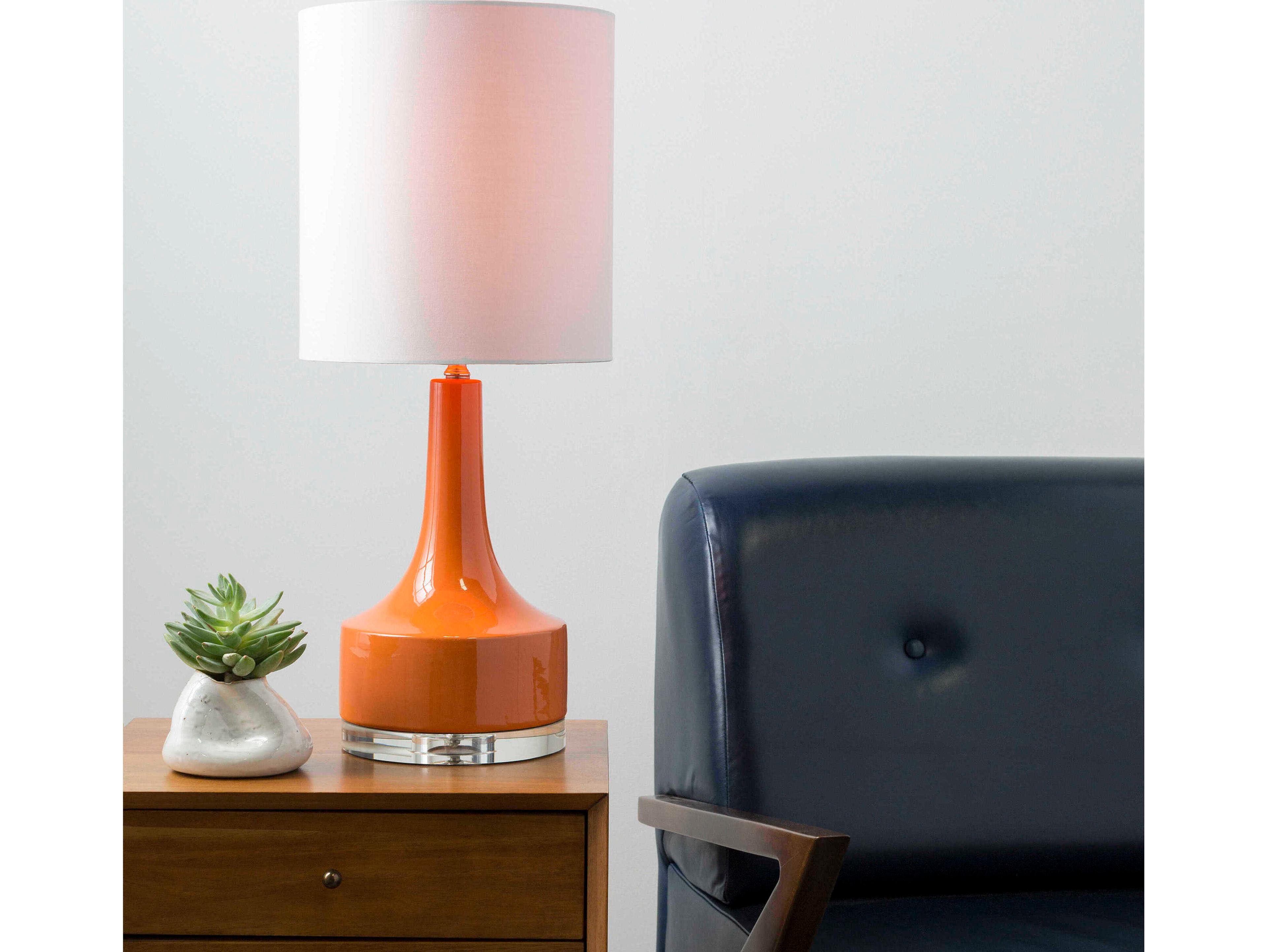 Surya Farris Orange White Cotton Table Lamp