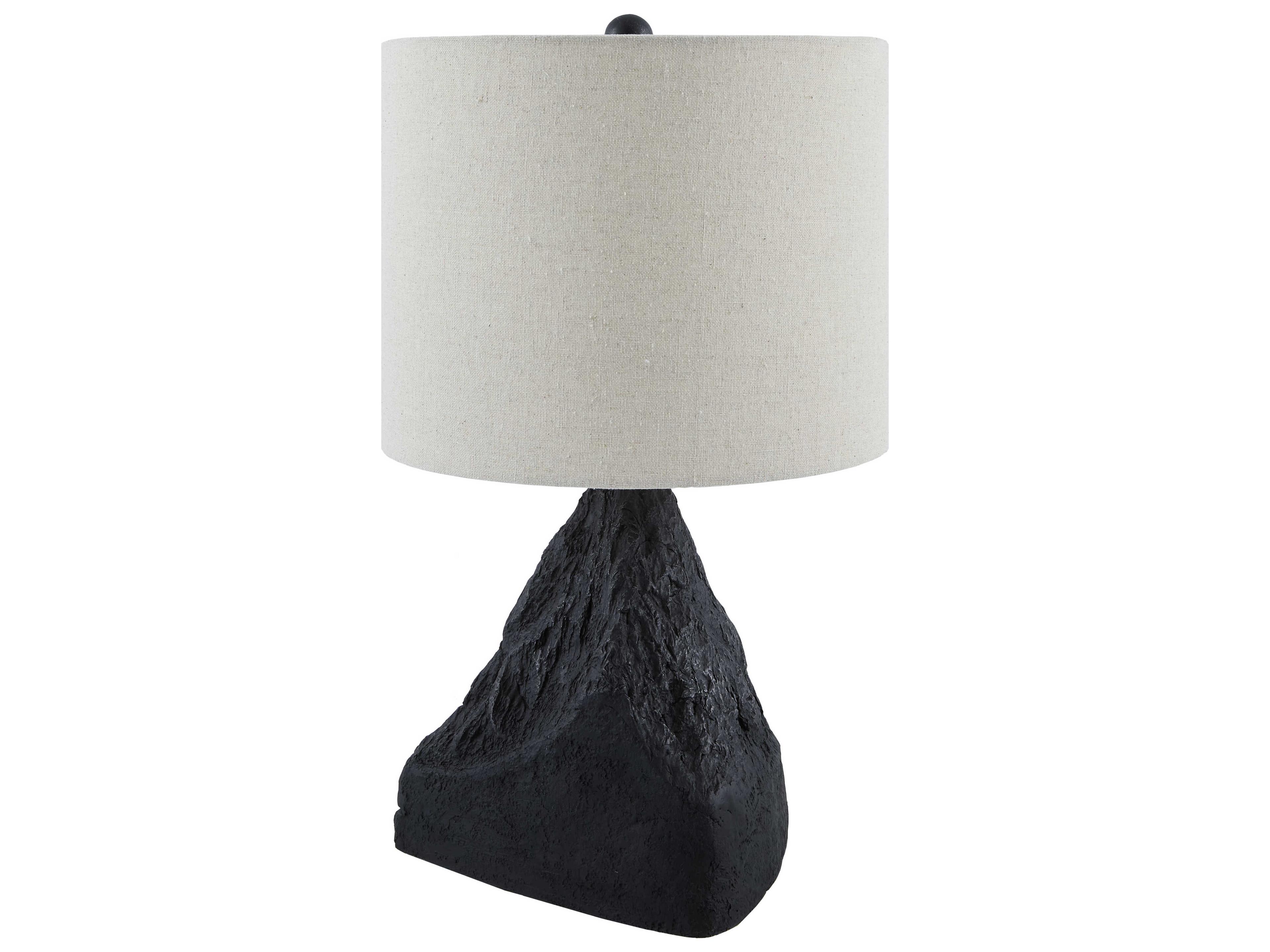 Surya Fuego Black White Linen Table Lamp