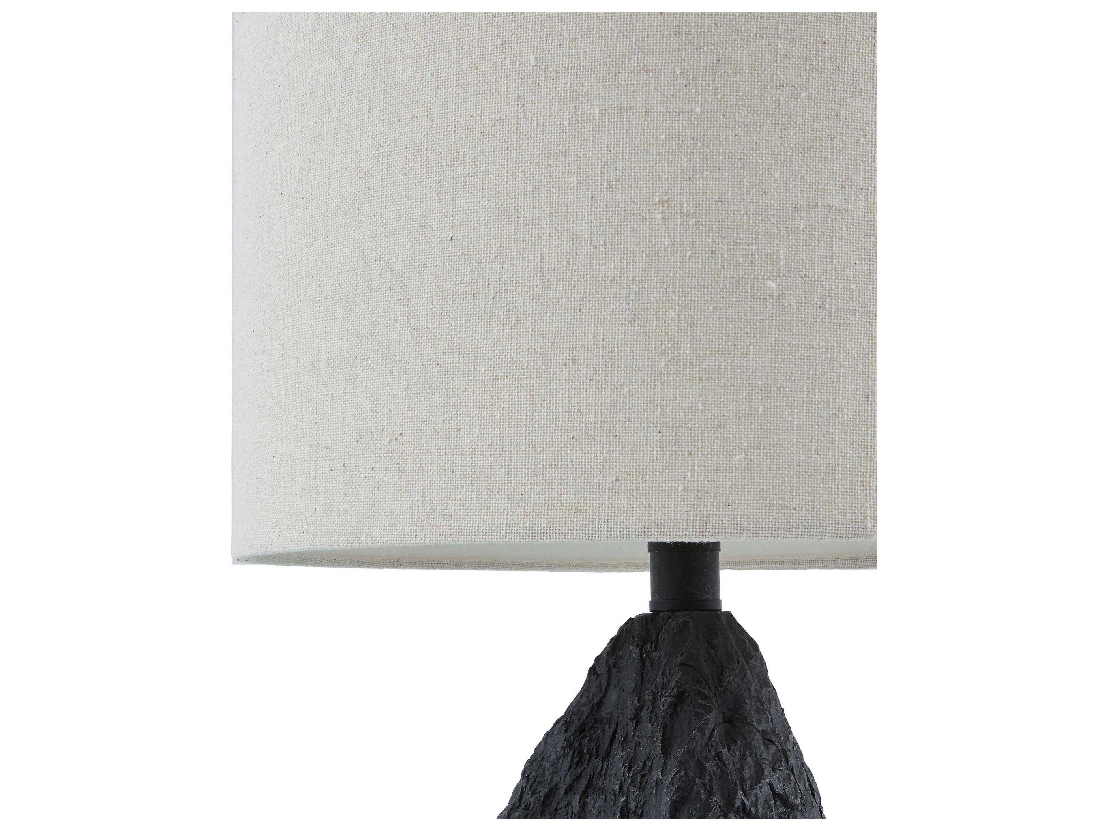 Surya Fuego Black White Linen Table Lamp