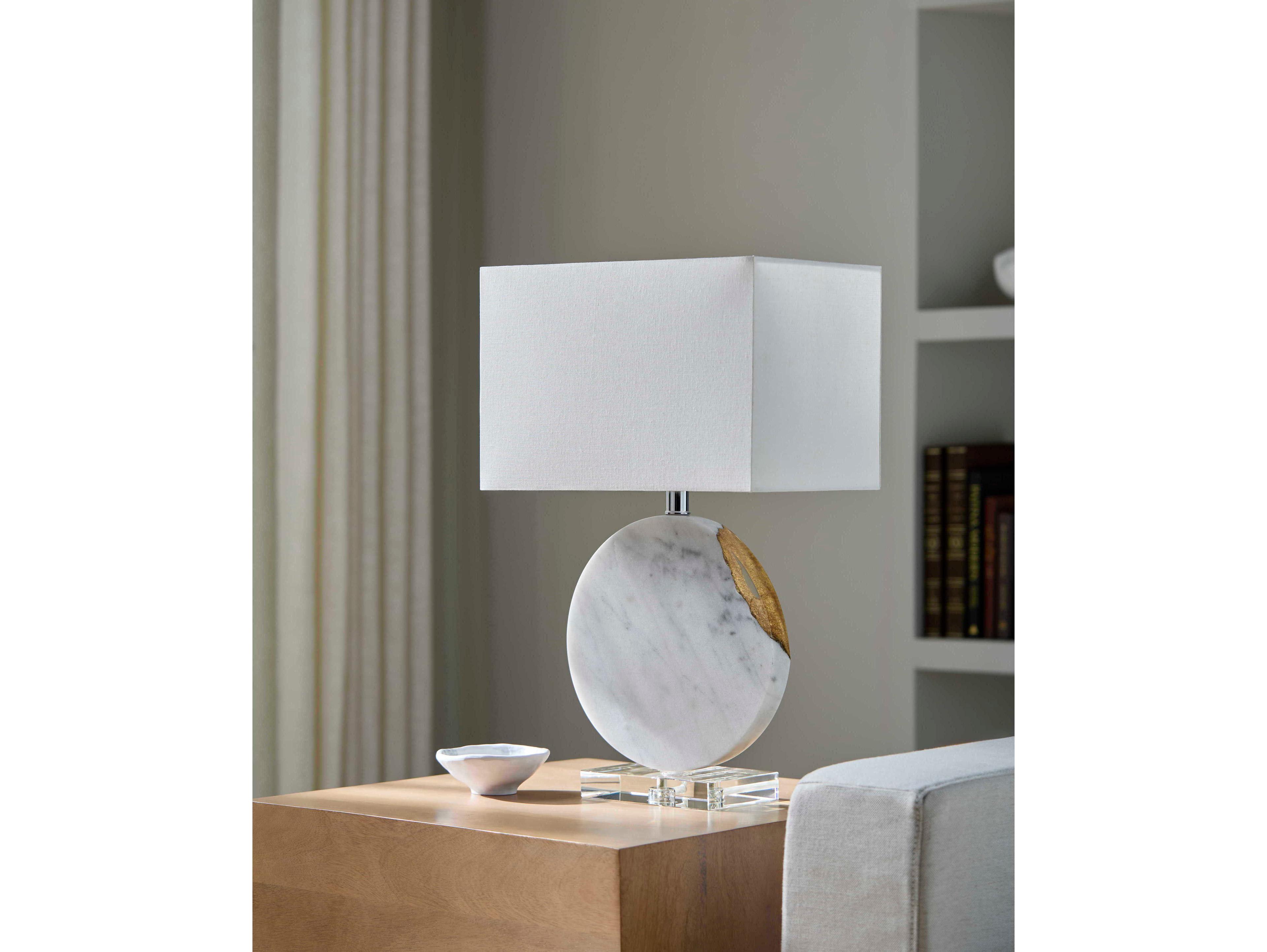 Surya Fivo White Linen Table Lamp