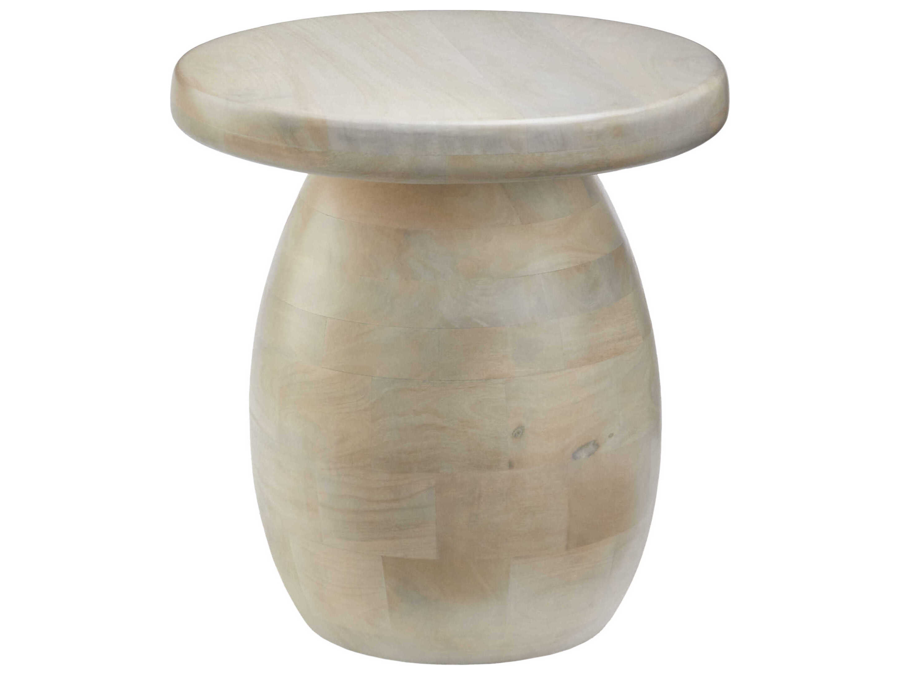 Surya Gant Round Wood White End Table
