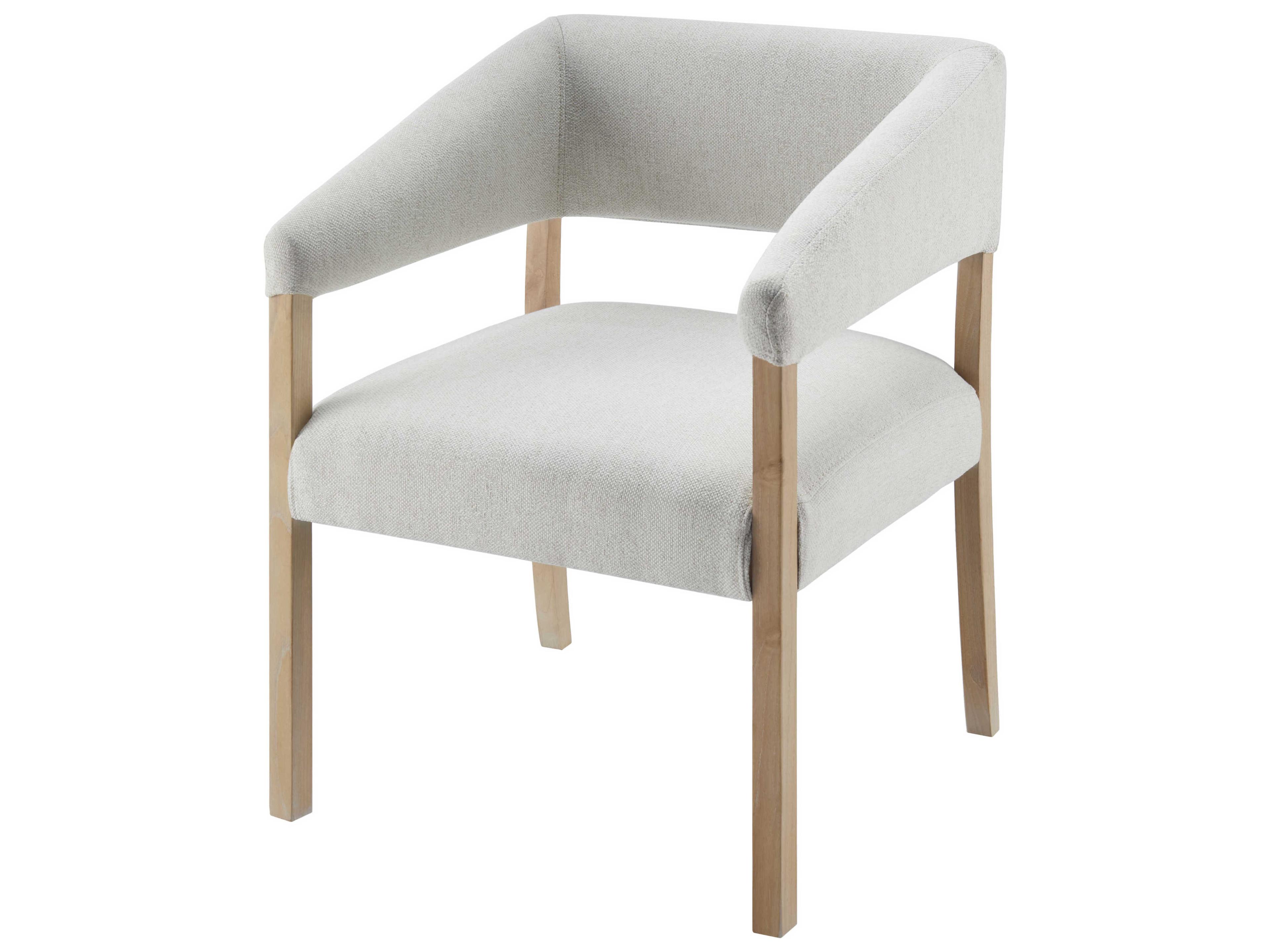 Surya Grace Beech Wood White Upholstered Arm Dining Chair