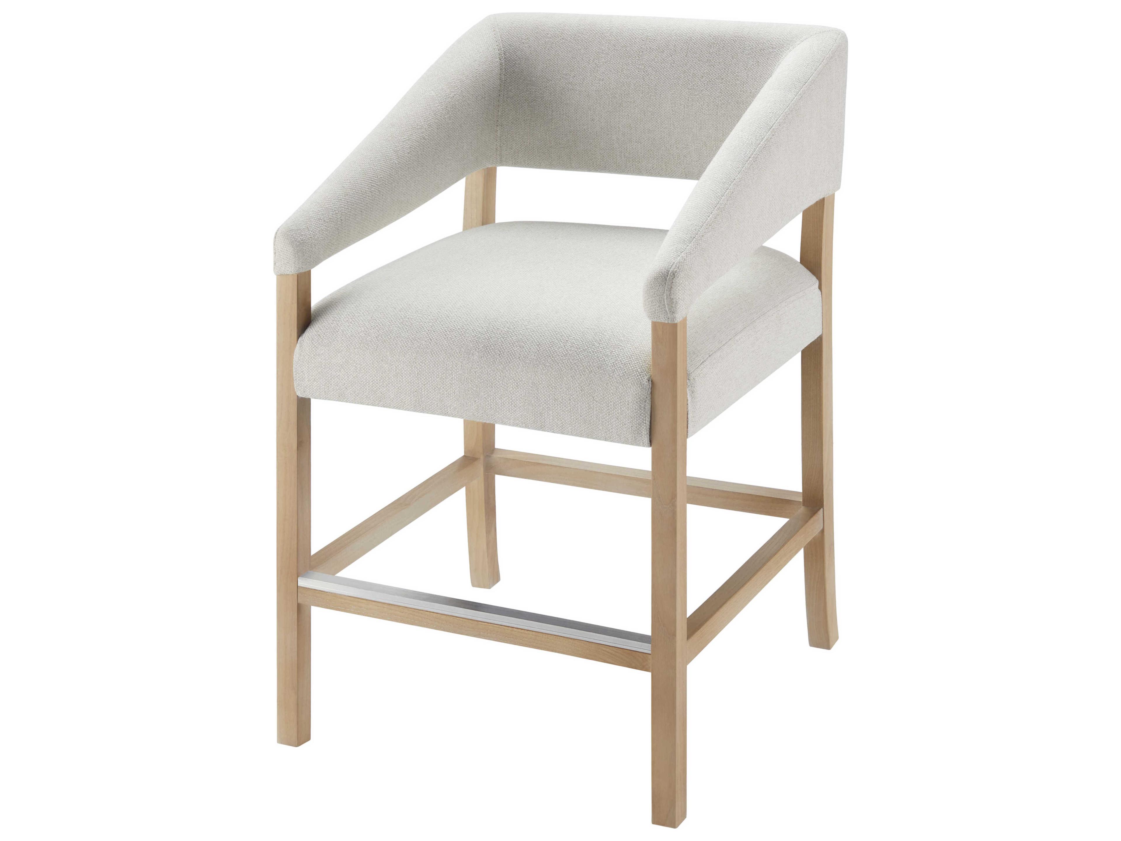Surya Grace Cream Wheat Upholstered Beech Wood Bar Stool