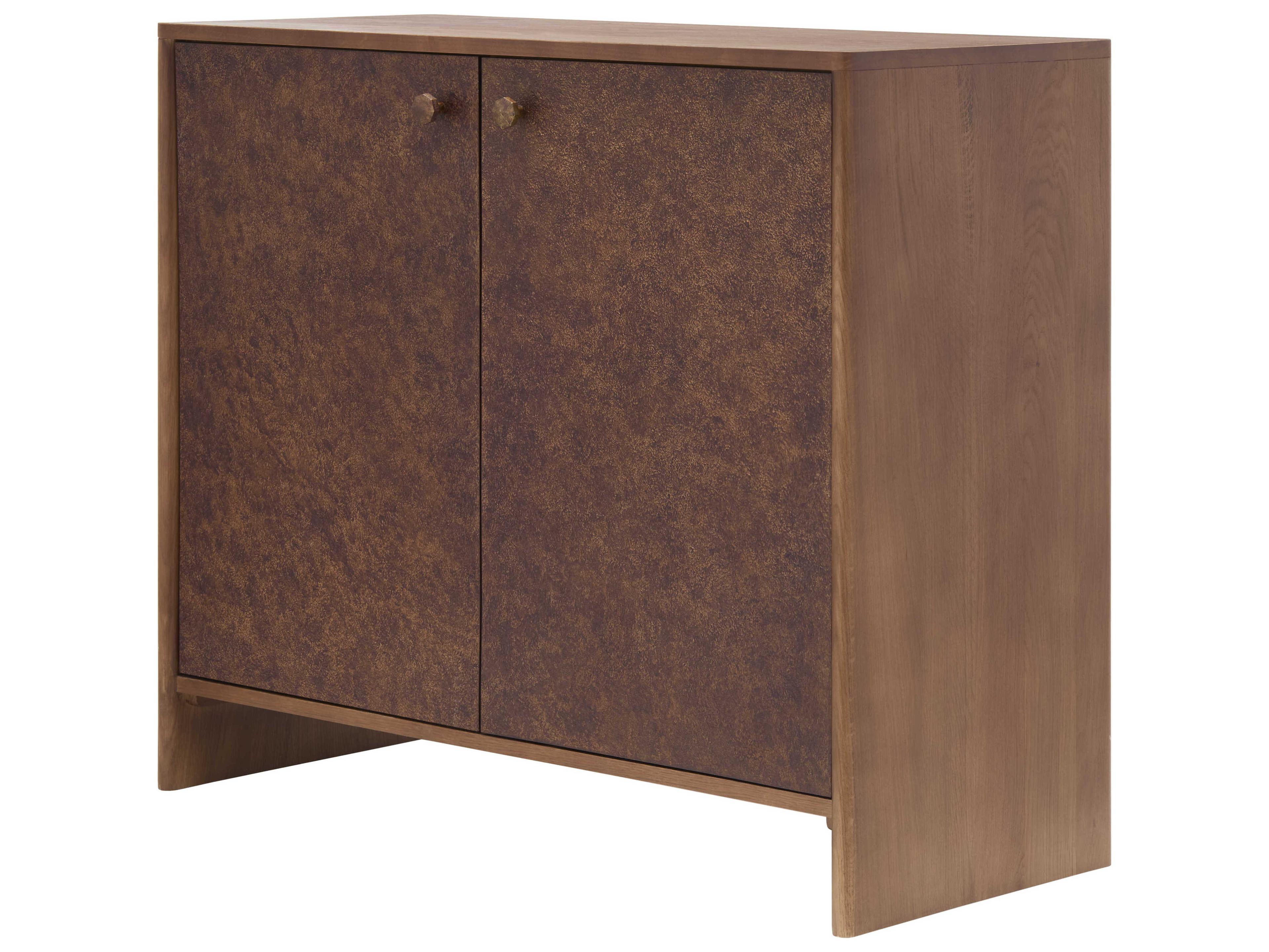 Surya Gelina Brown Metallic Bronze Oak Wood Accent Chest