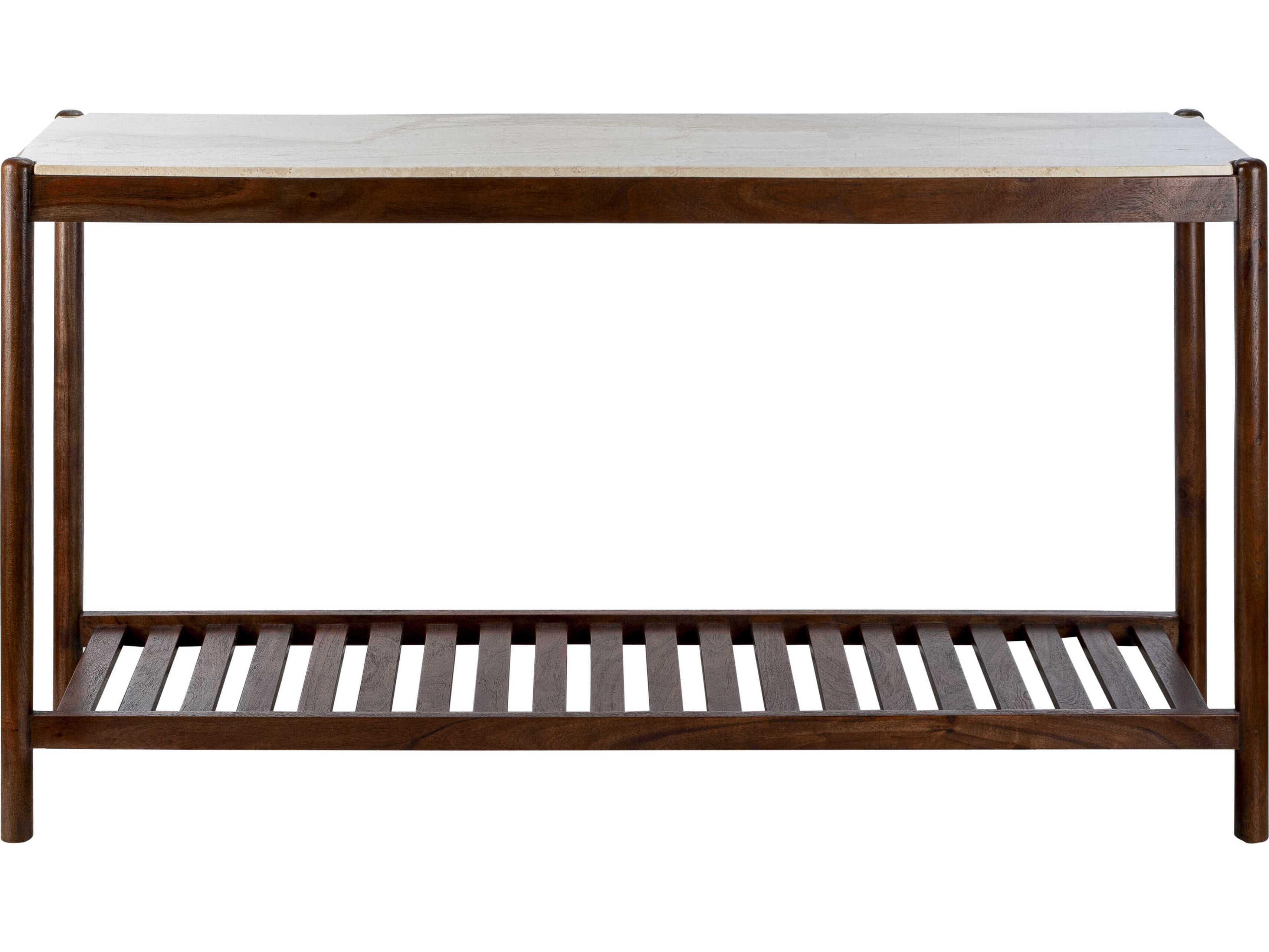 Surya Guapa Rectangular Marble Cream Brown Console Table